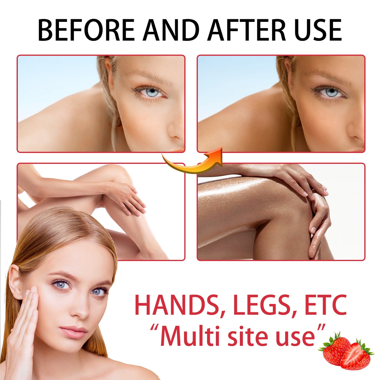 EELHOE Strawberry Tanning Aid Spray Sunless Long-lasting Self-Tanning Bronze Wheat Skin Gentle Moisturizing Skincare