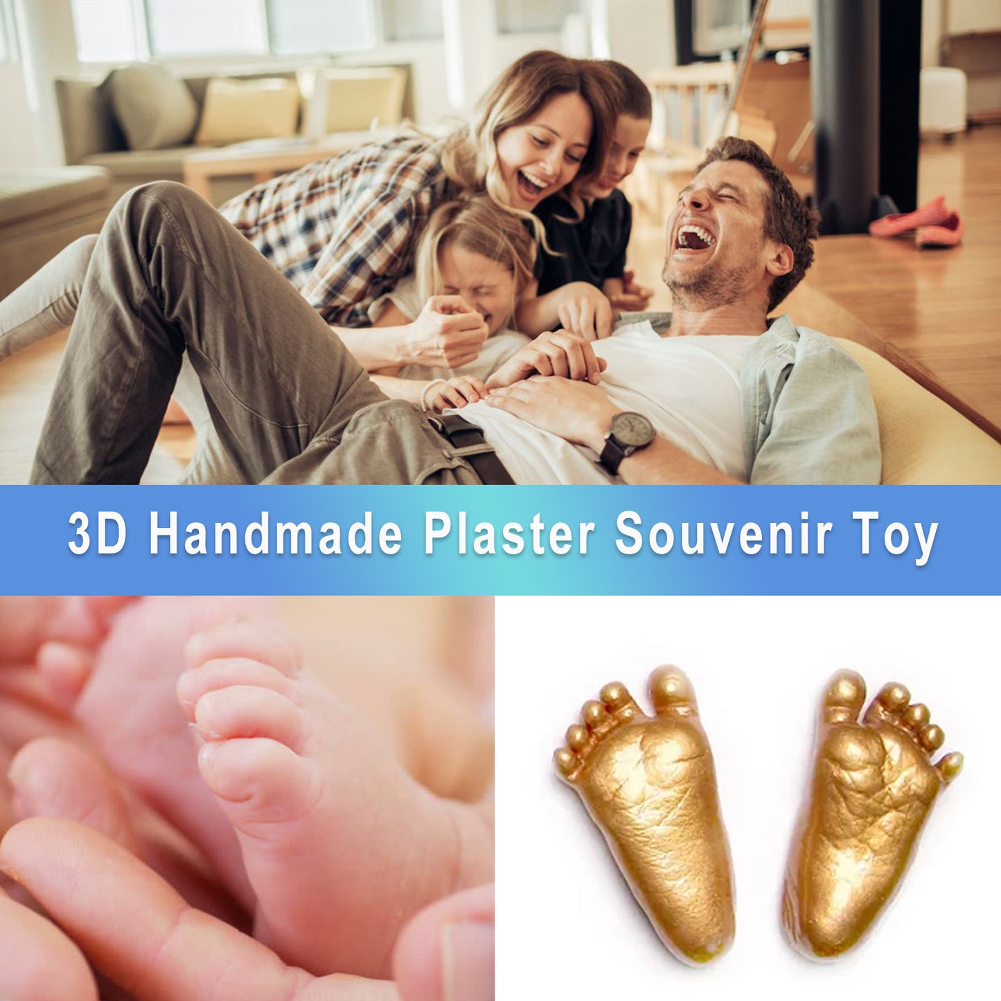Dowmoo 3D Handmade Commemorative Model Couple's Holiday DIY Crafts 3D Hand and Foot Plaster Gift