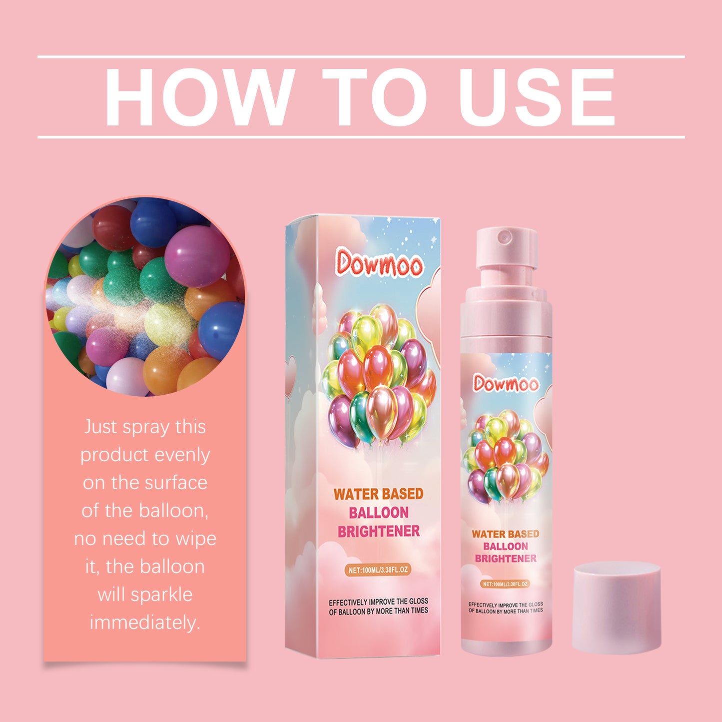 Dowmoo Balloon Brightener Scene Balloon Decoration Appearance Enhancement Glossy Long-lasting Portable Brightening Agent