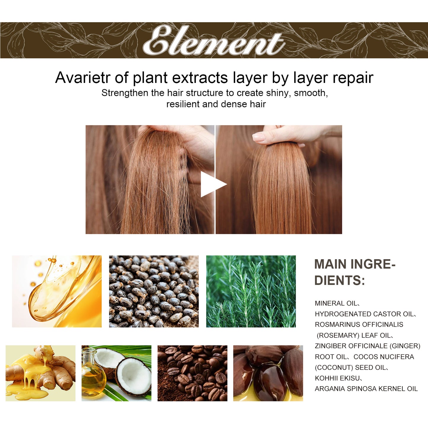 EELHOE Rosemary Hair Care Essential Oil Hair Repair Smooth Hair Gentle Nourishing Glossy Hair Oil