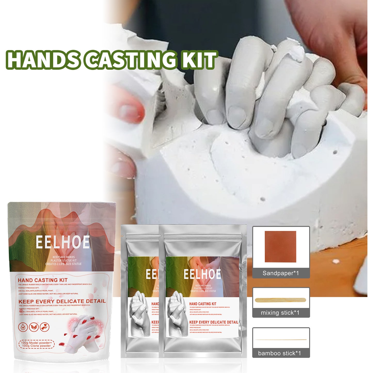 EELHOE Couple Hand Cloning Powder Infant and Toddler Three-Dimensional Hand and Foot Mold Making Materials Valentine's Day Gift