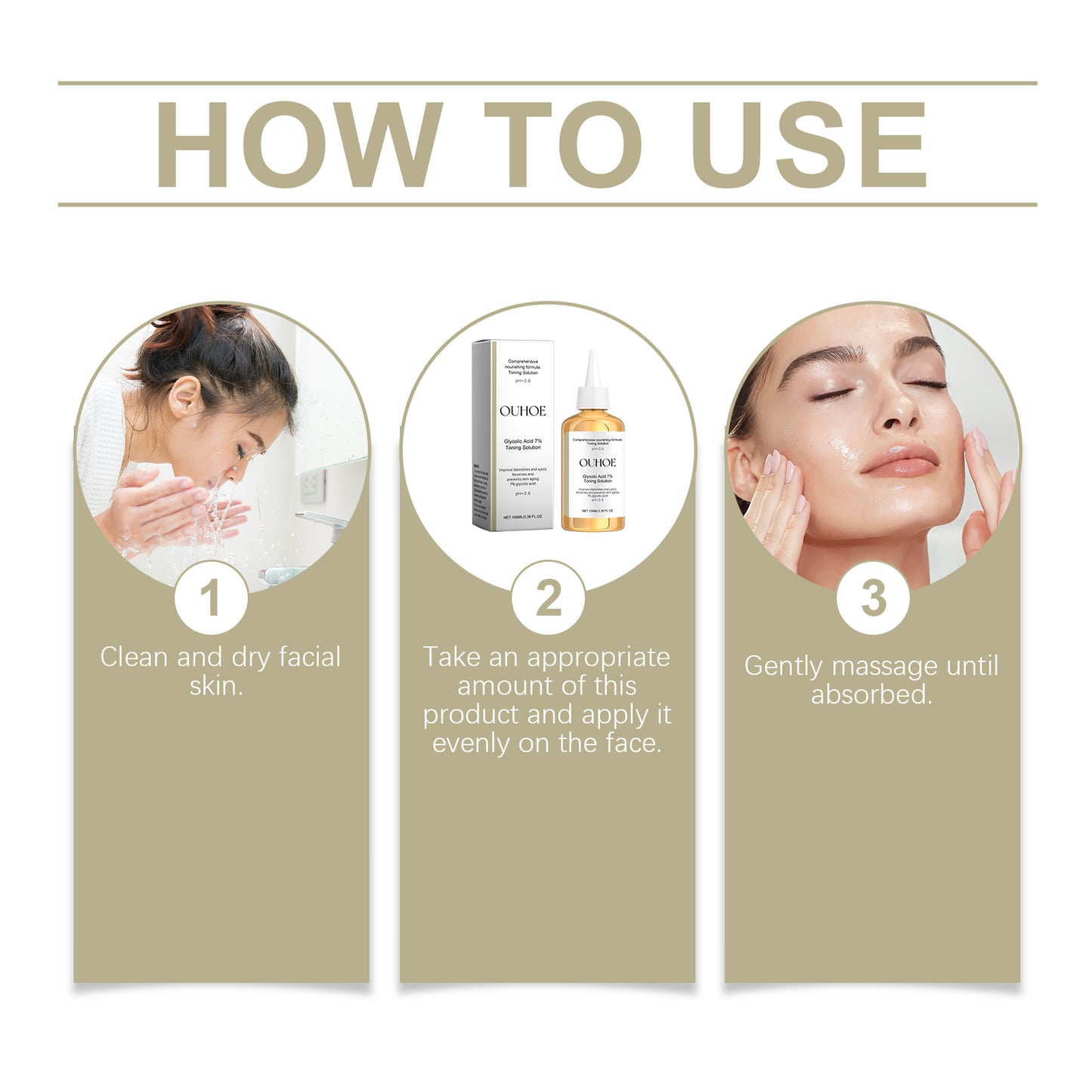 OUHOE Glycolic acid7%Moisturizing Toner，Remove Closed Comedones, Improve Skin Condition, Rejuvenate and Refresh Skin Essence