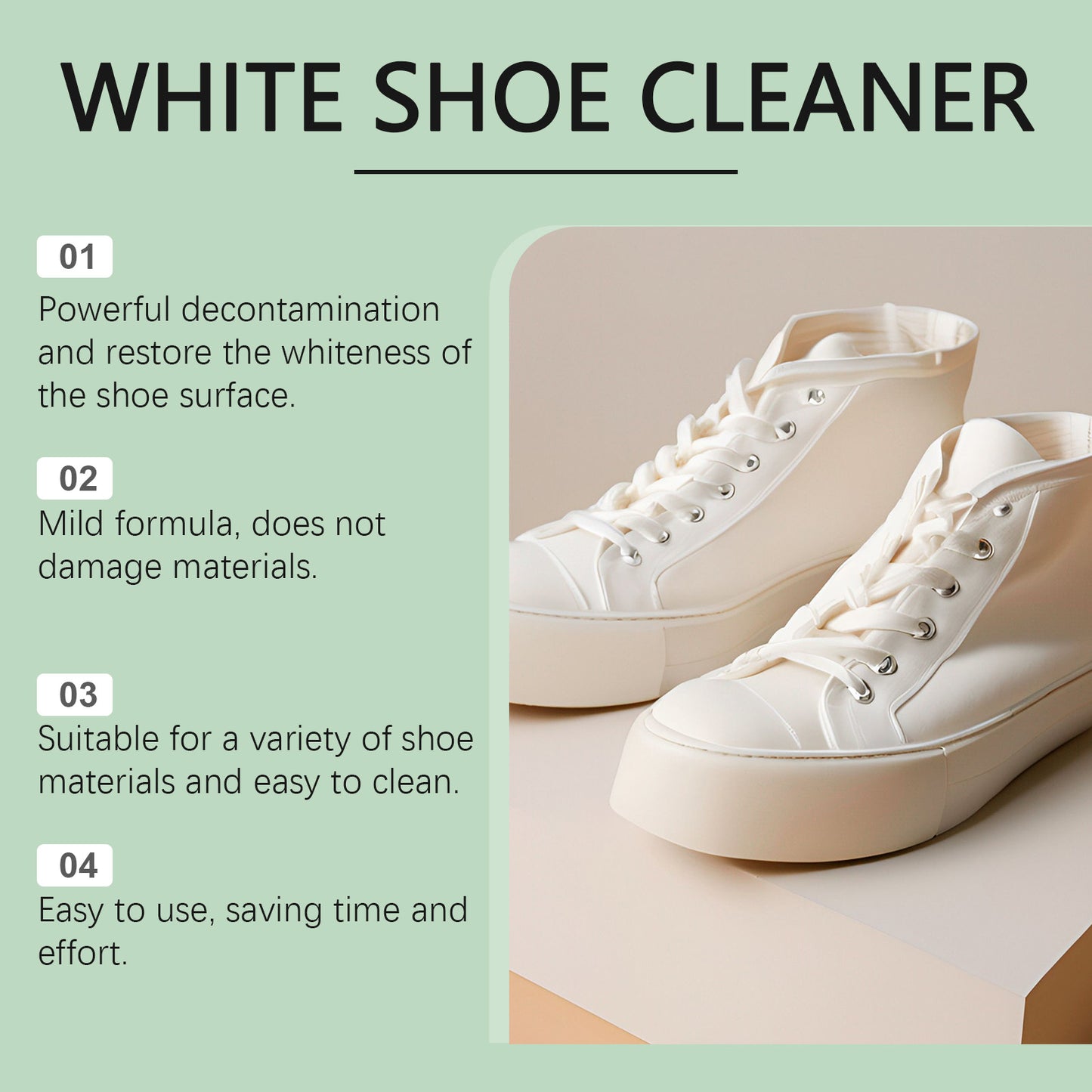 Jue-Fish White Shoe Cleaning Cream Portable Cleaning Cream for Leather Shoes, Leather Bags, and White Sneakers, No-Wash Maintenance