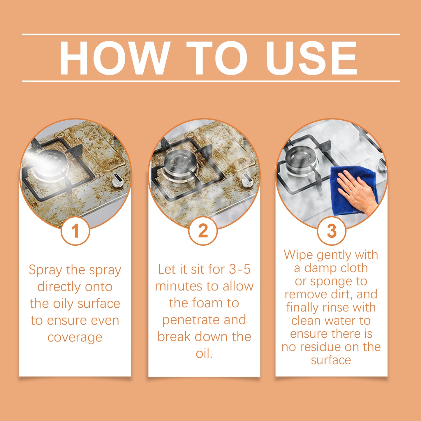 Jakehoe Kitchen Heavy Oil Stain Foam Cleaner Household Heavy Grease Stain Remover for Kitchenware and Home Appliances