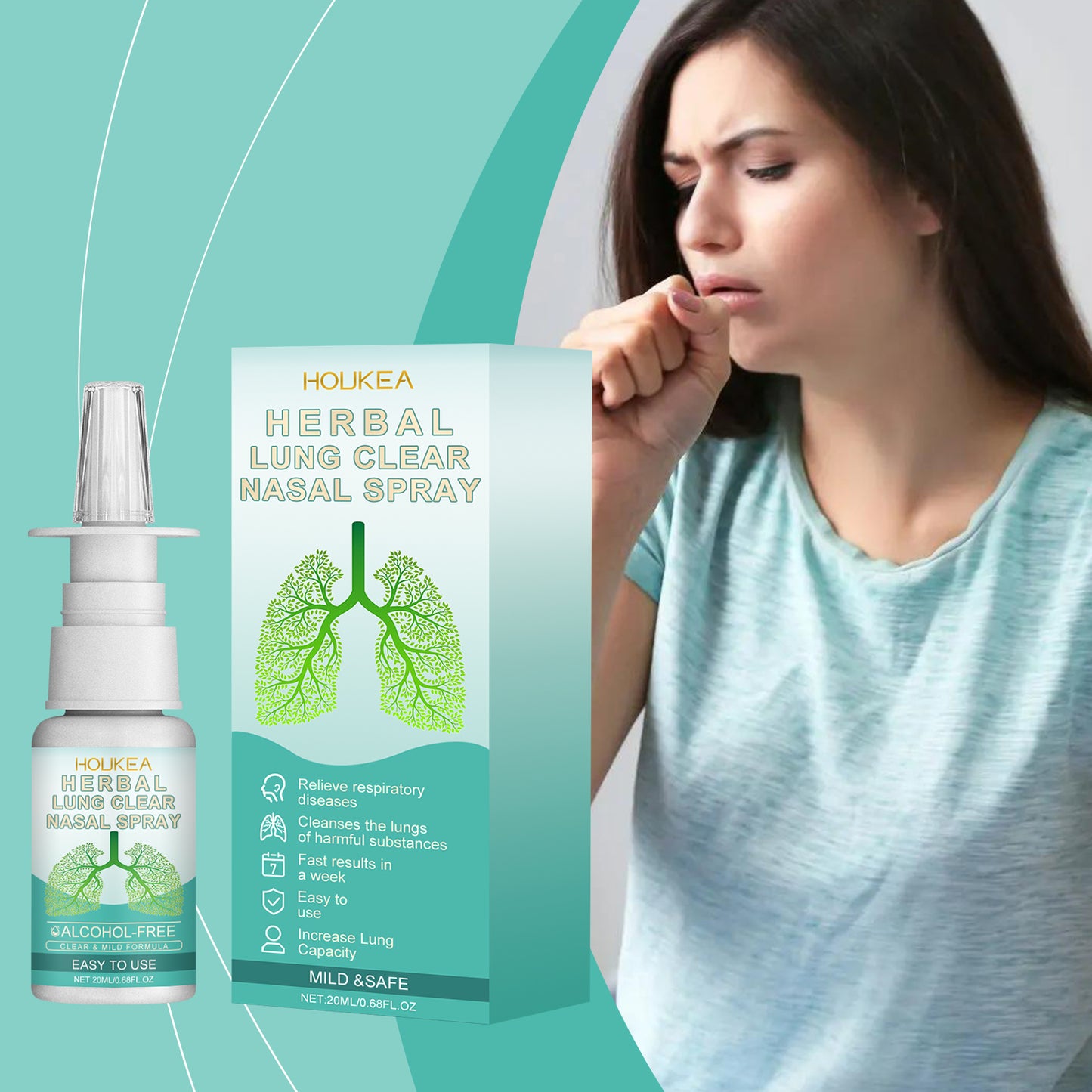Houkea Herbal Nasal Spray Nose Cleansing Gentle Care Nose Discomfort Daily Refreshing Nasal Spray
