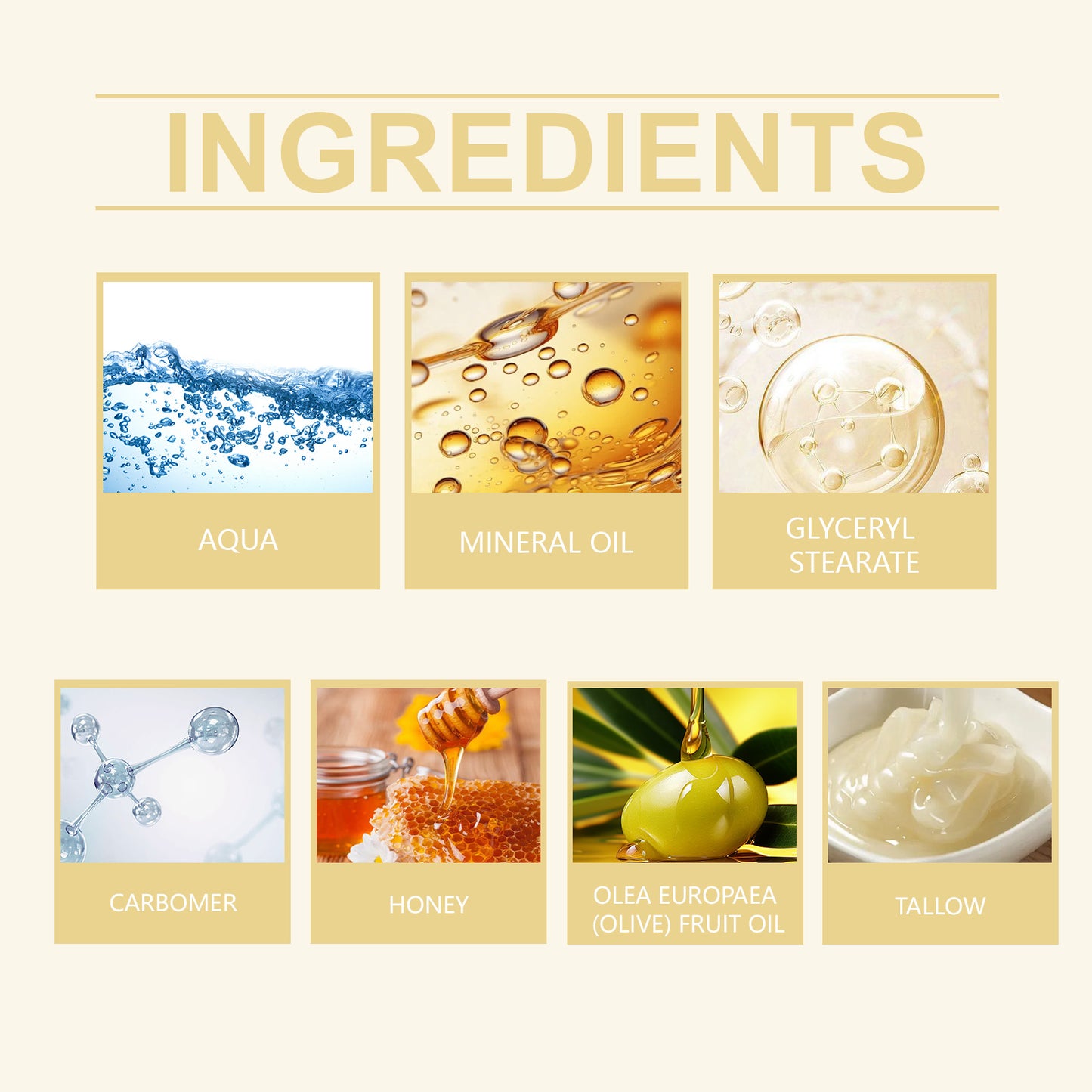 OUHOE Tallow Honey Skin Moisturizing Cream Deep Body Moisturizing Hydrating Nourishing Skin Elasticity Maintaining Body Cream