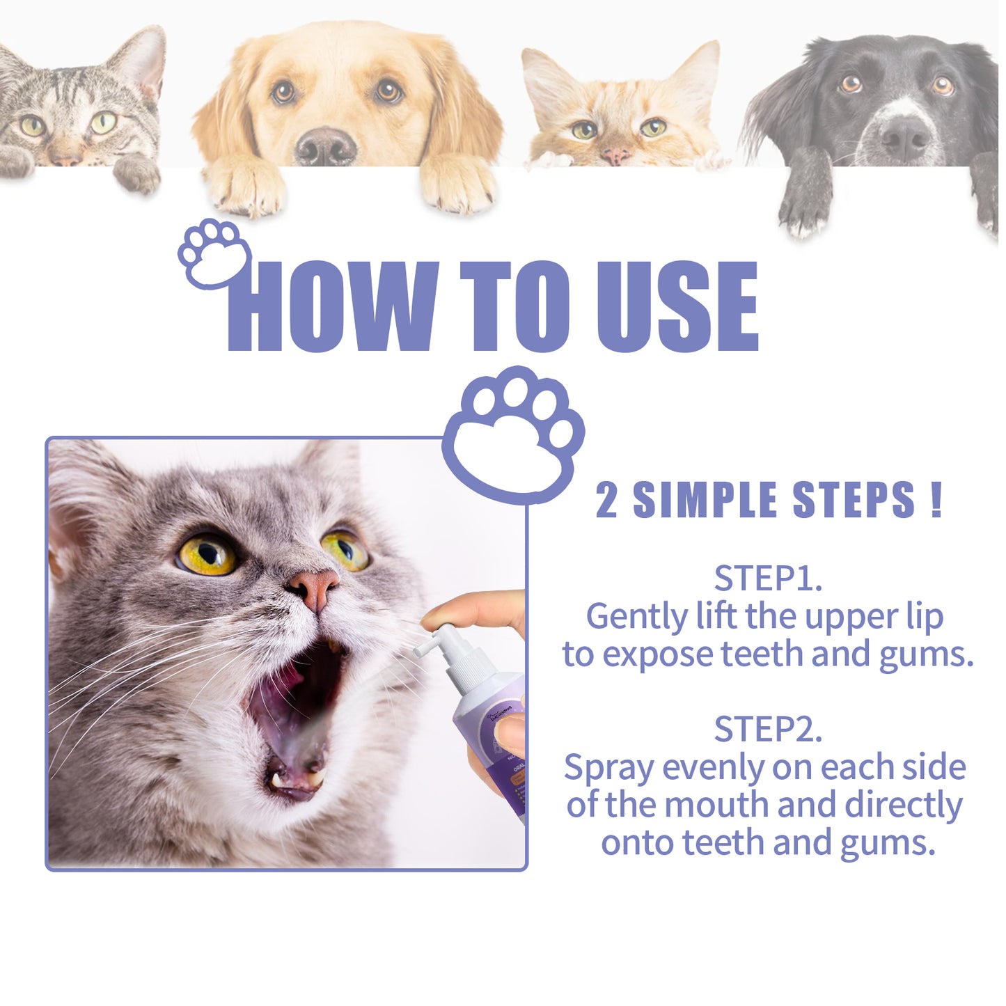 Yegbong Dog and Cat Teeth Cleaning Spray Pet Oral Cleaning Fresh Breath Deodorizing Spray