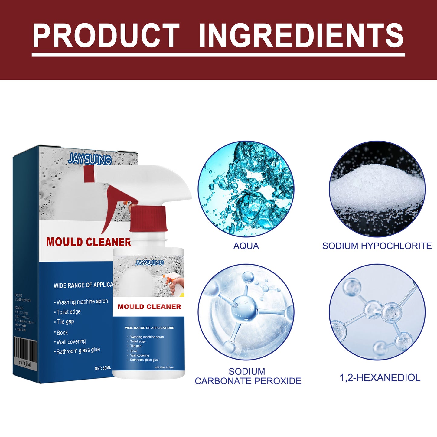 Jaysuing Mildew Removal Spray Ceiling Bathroom Tile Wall Multi-Effect Cleaning Stain Removal Mildew Spray