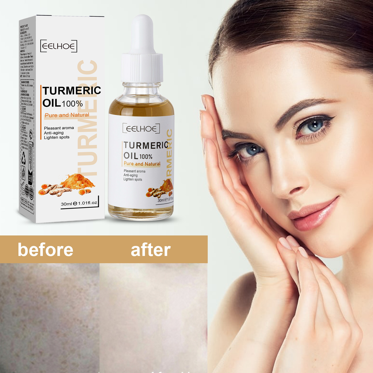 EELHOE Turmeric Correcting Essence Facial Care Hydrating Moisturizing Gentle Nourishing Skin Care Essence