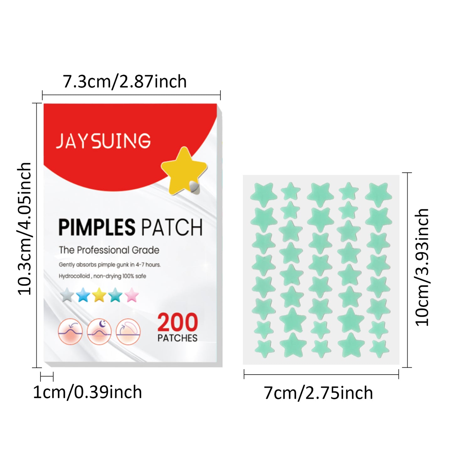 Jaysuing Star Colorful Acne Patch Repair acne scars and marks, fade acne spots and blemishes, cover acne and pimples
