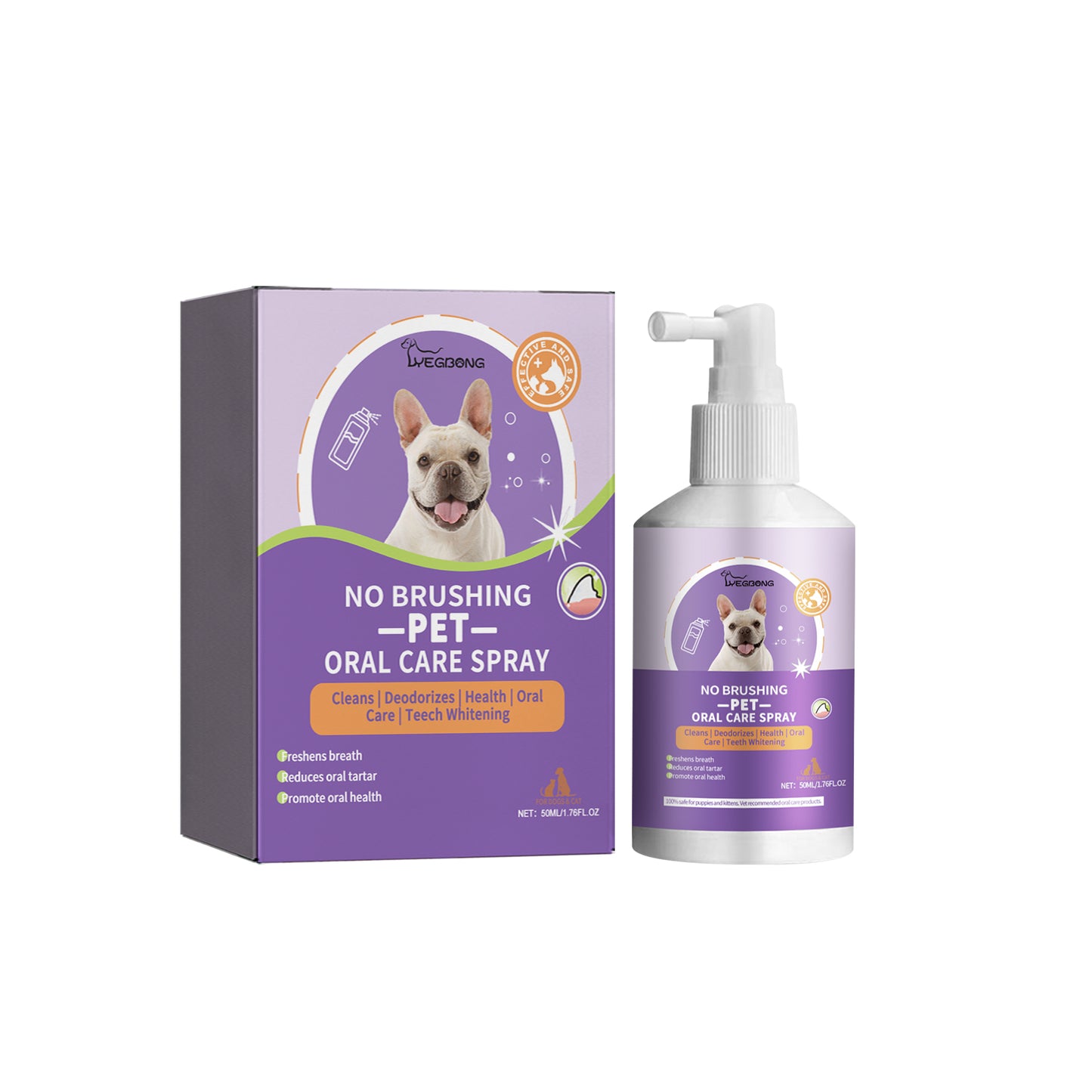 Yegbong Dog and Cat Teeth Cleaning Spray Pet Oral Cleaning Fresh Breath Deodorizing Spray