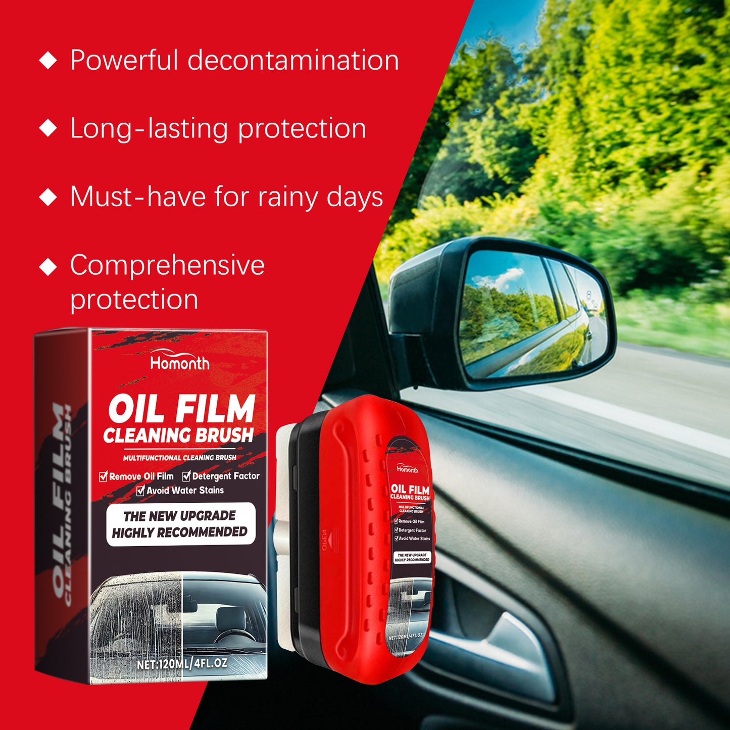 Homonth Car Windshield Cleaner Windshield Refurbishment Decontamination Cleaning Oil Film Cleaner
