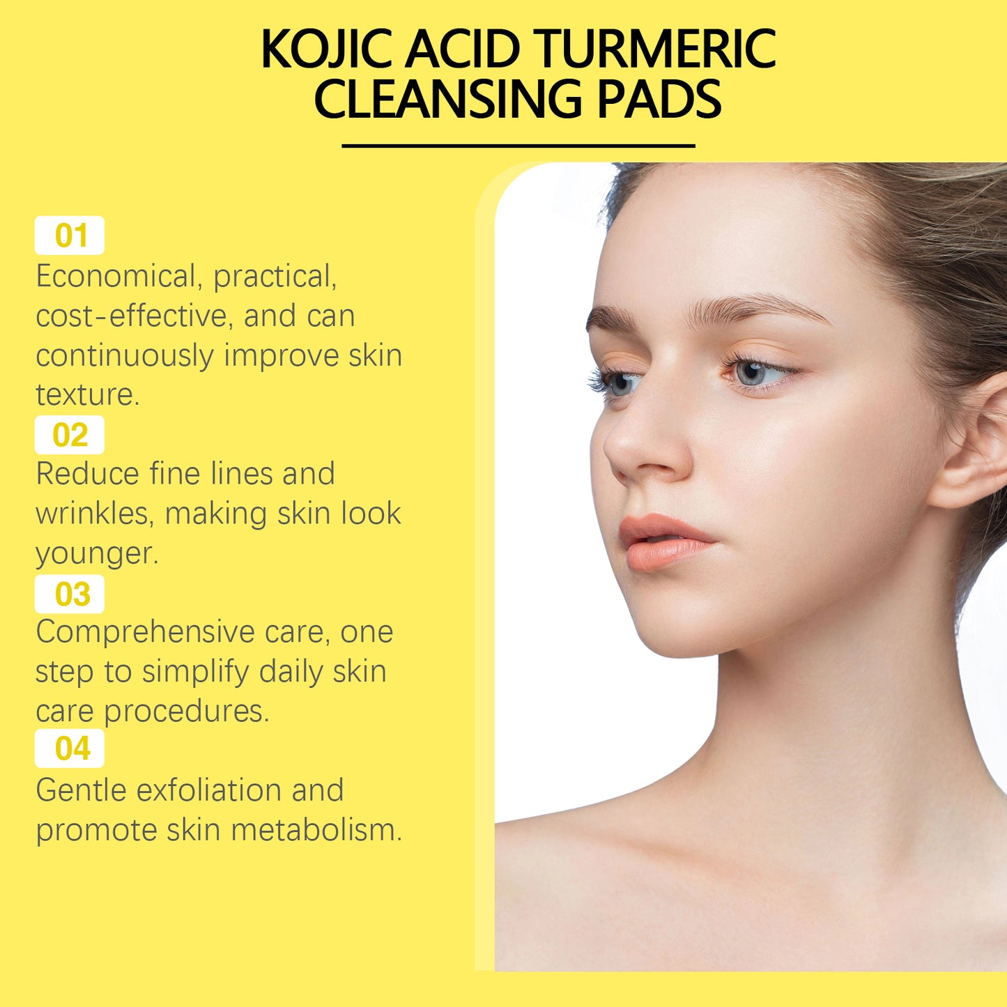 Hoygi Turmeric Cleansing and Exfoliating Pads Gentle Cleansing Brightening Skin Care Moisturizing Facial Skin Cleansing Pad