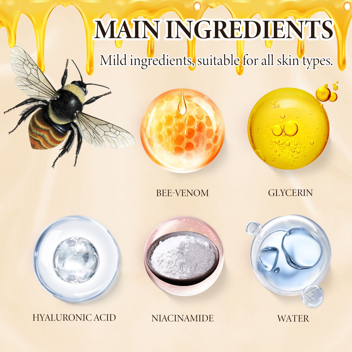 OUHOE Bee Venom Firming Cream Gentle Moisturizing Hydrating Nourishing Firming Skin Care Rejuvenating Cream