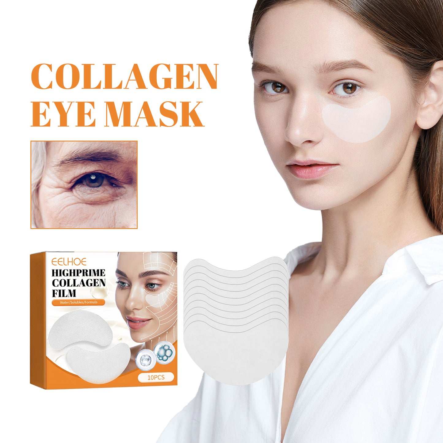 EELHOE Collagen Eye Mask Collagen Essence Soft Skin Lifting Elasticity Crystal Eye Mask