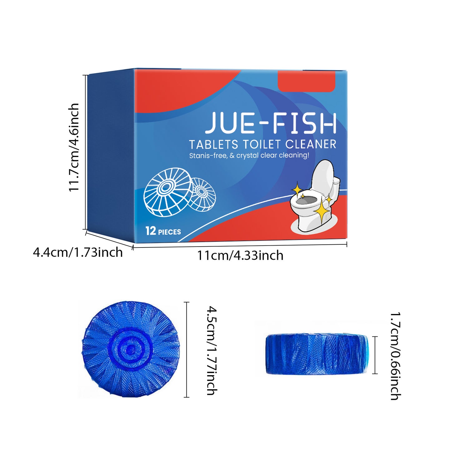 Jue-Fish Toilet Cleaning Plate Household Toilet Cleaner Descaling Deodorizing Stain Removal Fresh Scent Toilet Cleaning Tablets