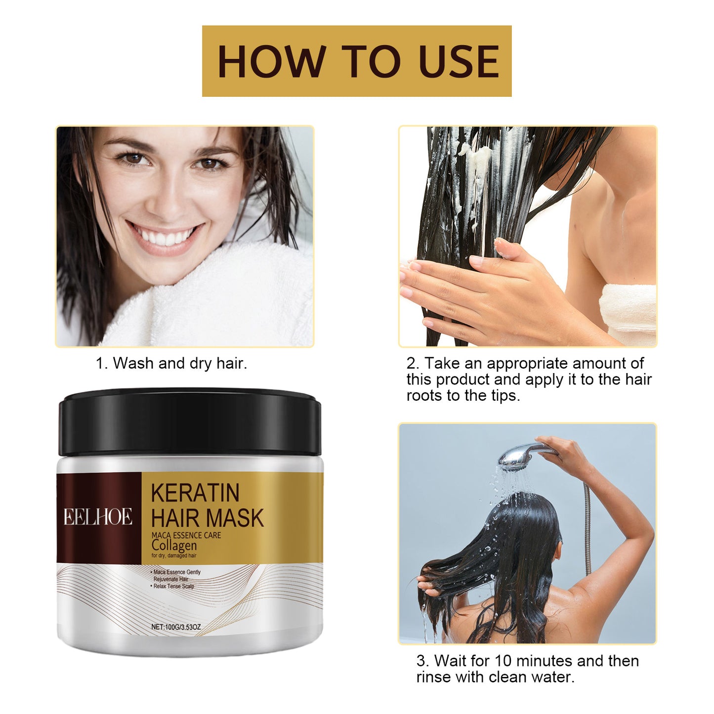 EELHOE Repair and Nourish Hair Mask Deeply moisturizing and repairing damaged hair, dry split ends, and tangled hair treatment mask