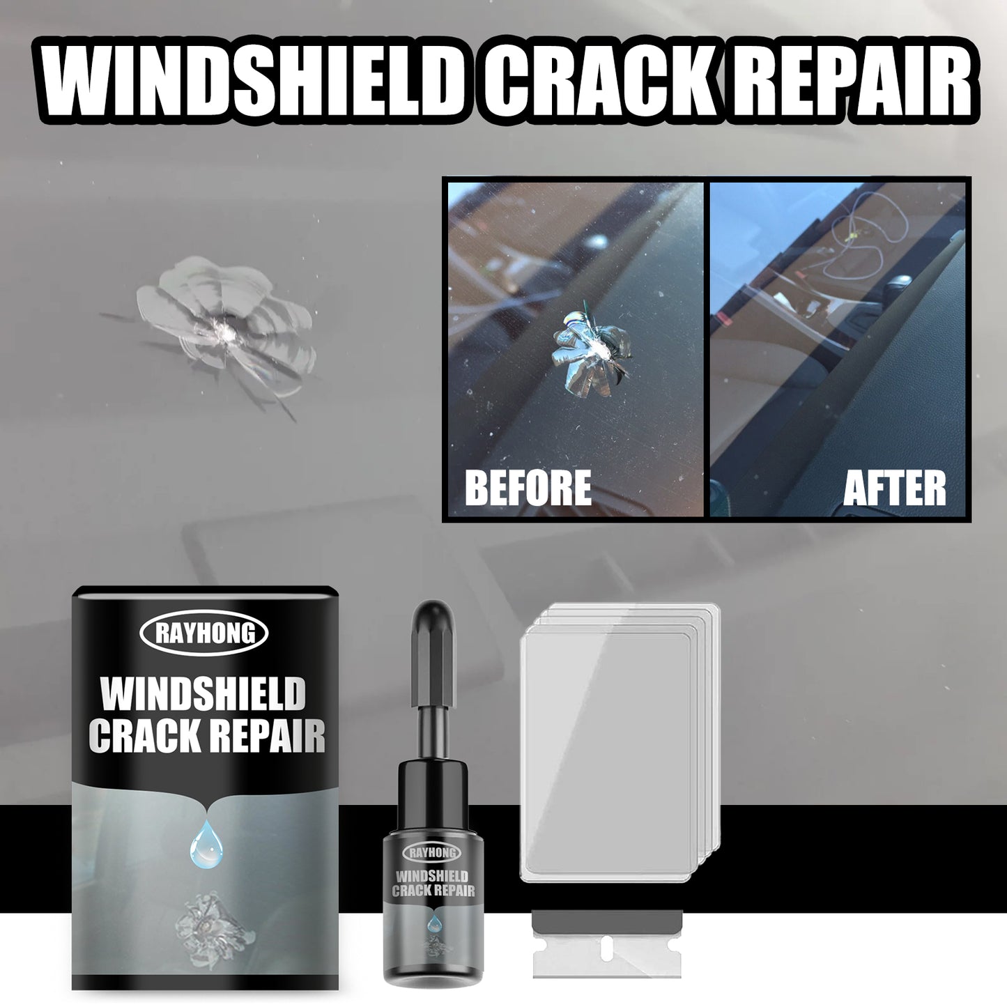 Rayhong Car Windshield Crack Repair Liquid Windshield Adhesive Liquid Crack Repair Seam Repair Agent