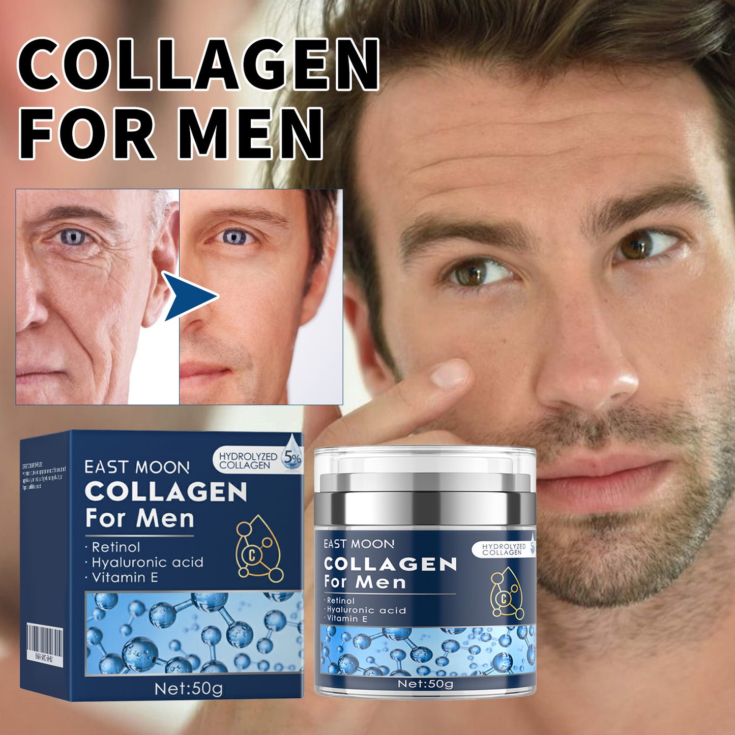 East Moon Men's Cream Reduce Fine Lines, Firm Skin, Facial Care, Hydrating, Apply Lifting Cream