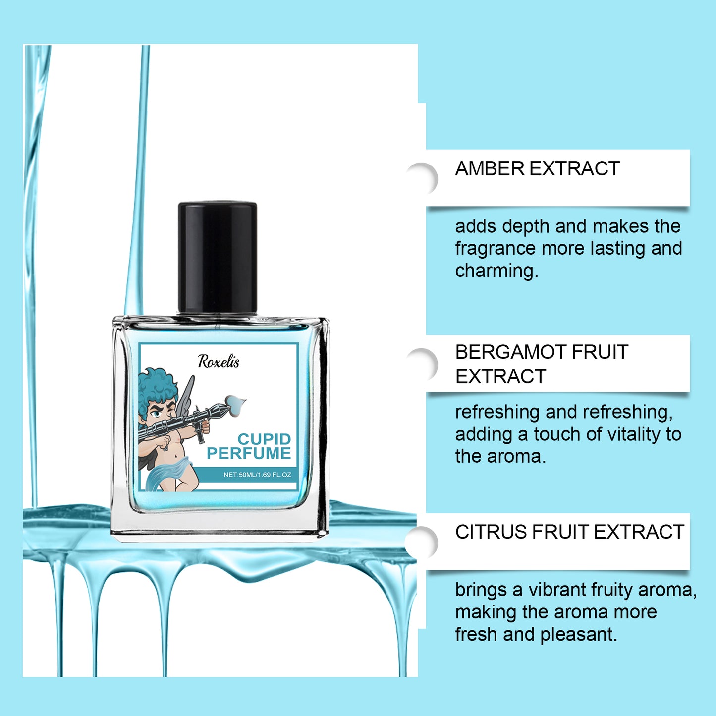 Roxelis Cologne Cupid Perfume Spray Mild and elegant portable fragrance for couples' dates