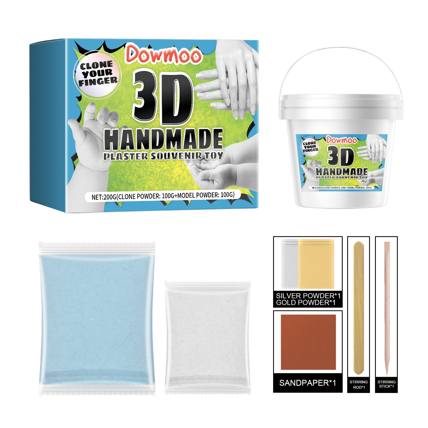 Dowmoo 3D Handmade Commemorative Model Couple's Holiday DIY Crafts 3D Hand and Foot Plaster Gift