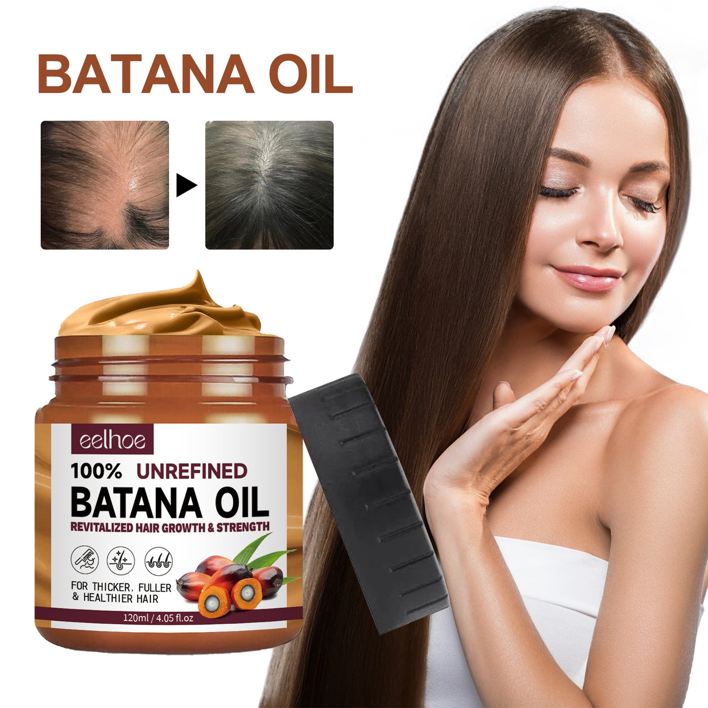 EELHOE Batana Oil Conditioner Moisturizing and hydrating to improve dry and frizzy hair, making it smooth and voluminous