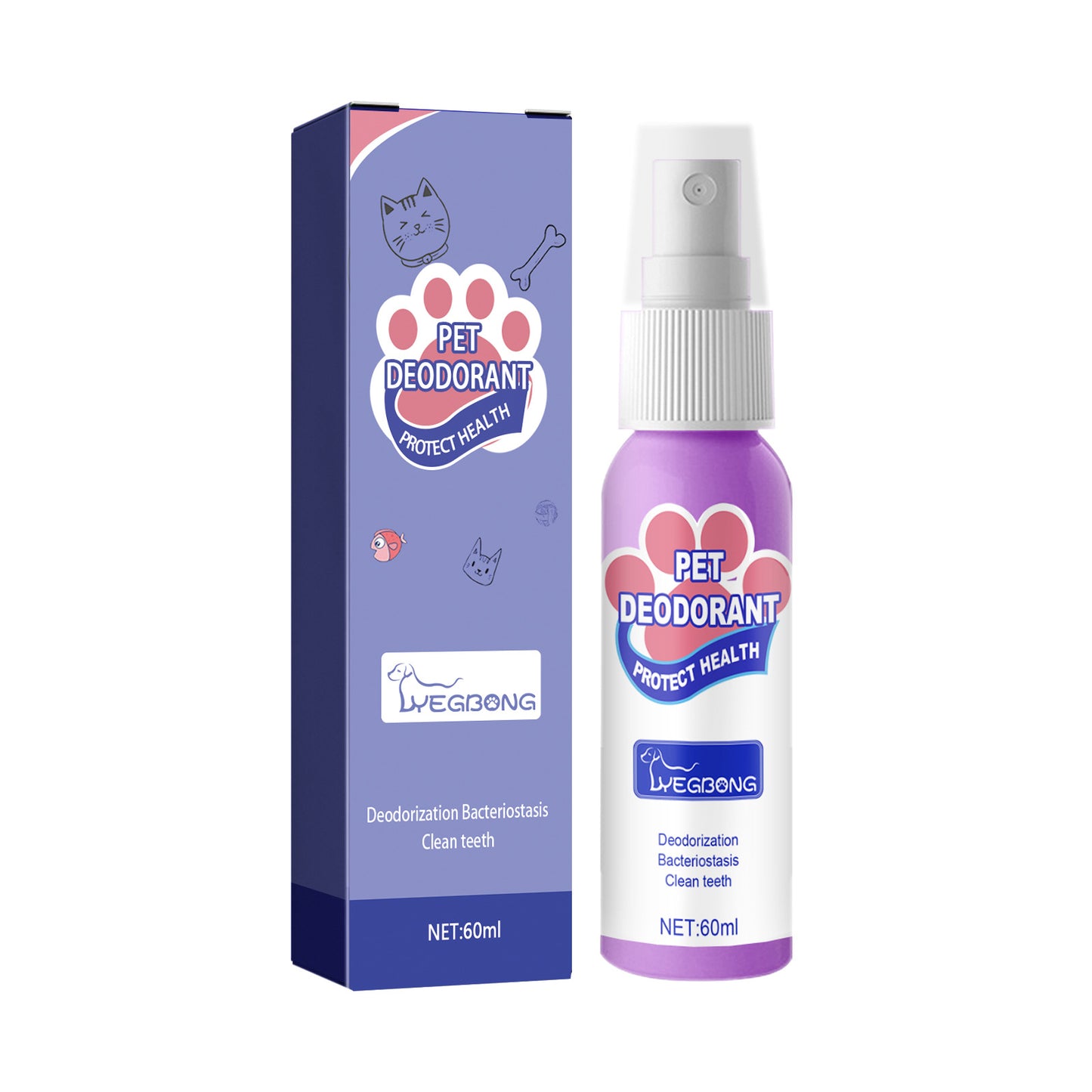 Yegbong Dog Bad Breath Eliminator Spray Pet Oral Cleaning Cat Deodorizing and Freshening Spray
