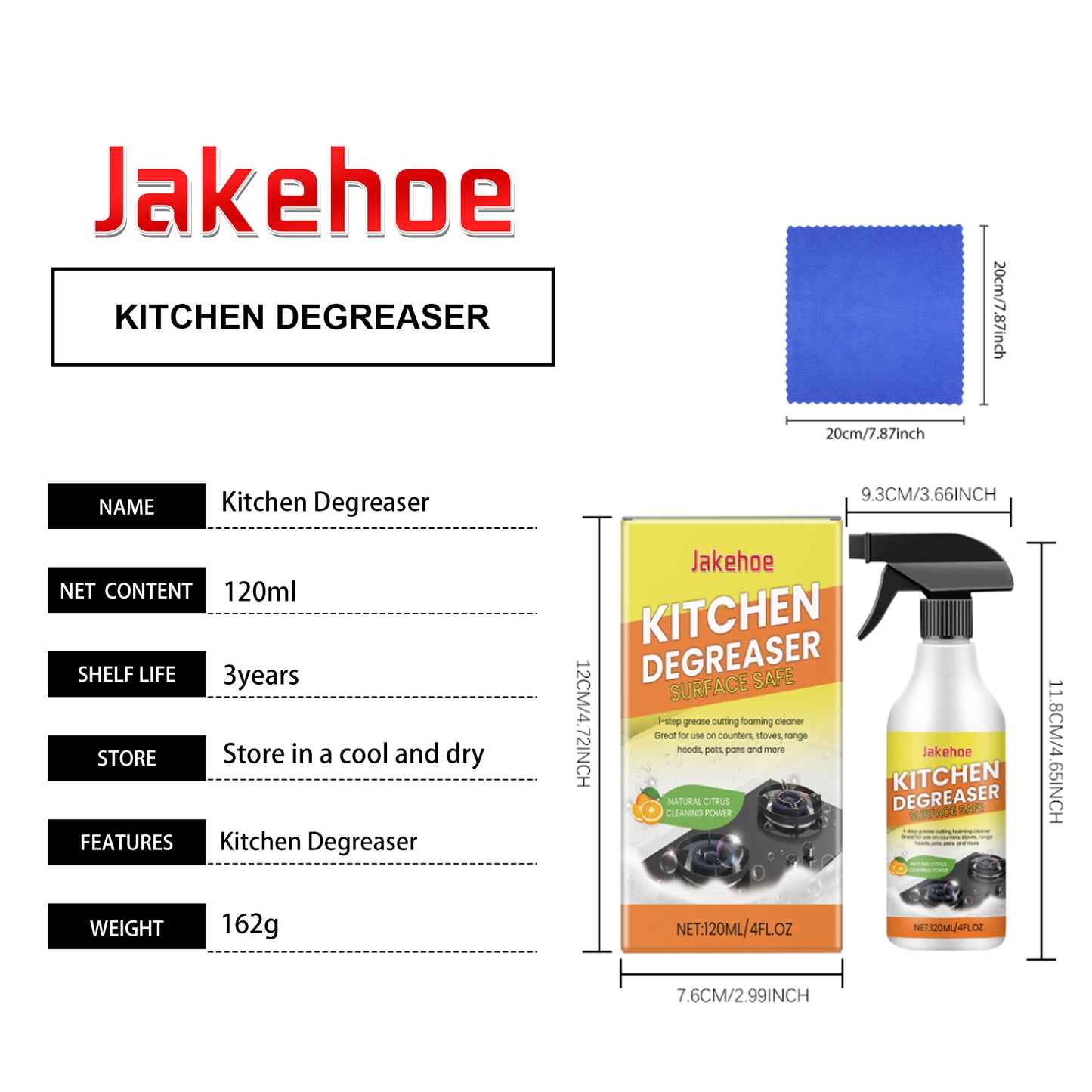 Jakehoe Kitchen Heavy Oil Stain Foam Cleaner Household Heavy Grease Stain Remover for Kitchenware and Home Appliances