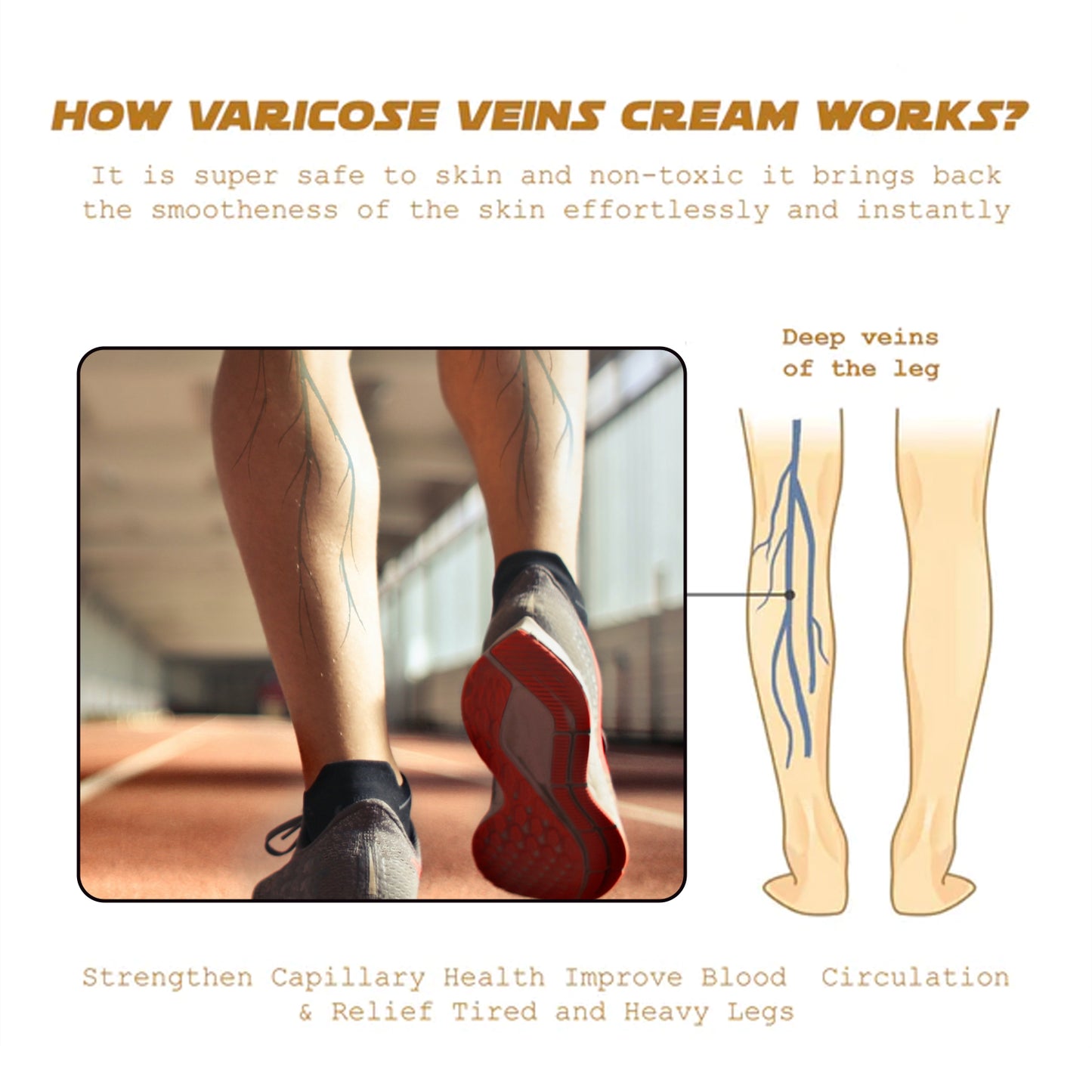 Ximonth Varicose Vein Massage Cream Relieve Soreness Leg Massage Varicose Earthworm Leg Vein Care Cream
