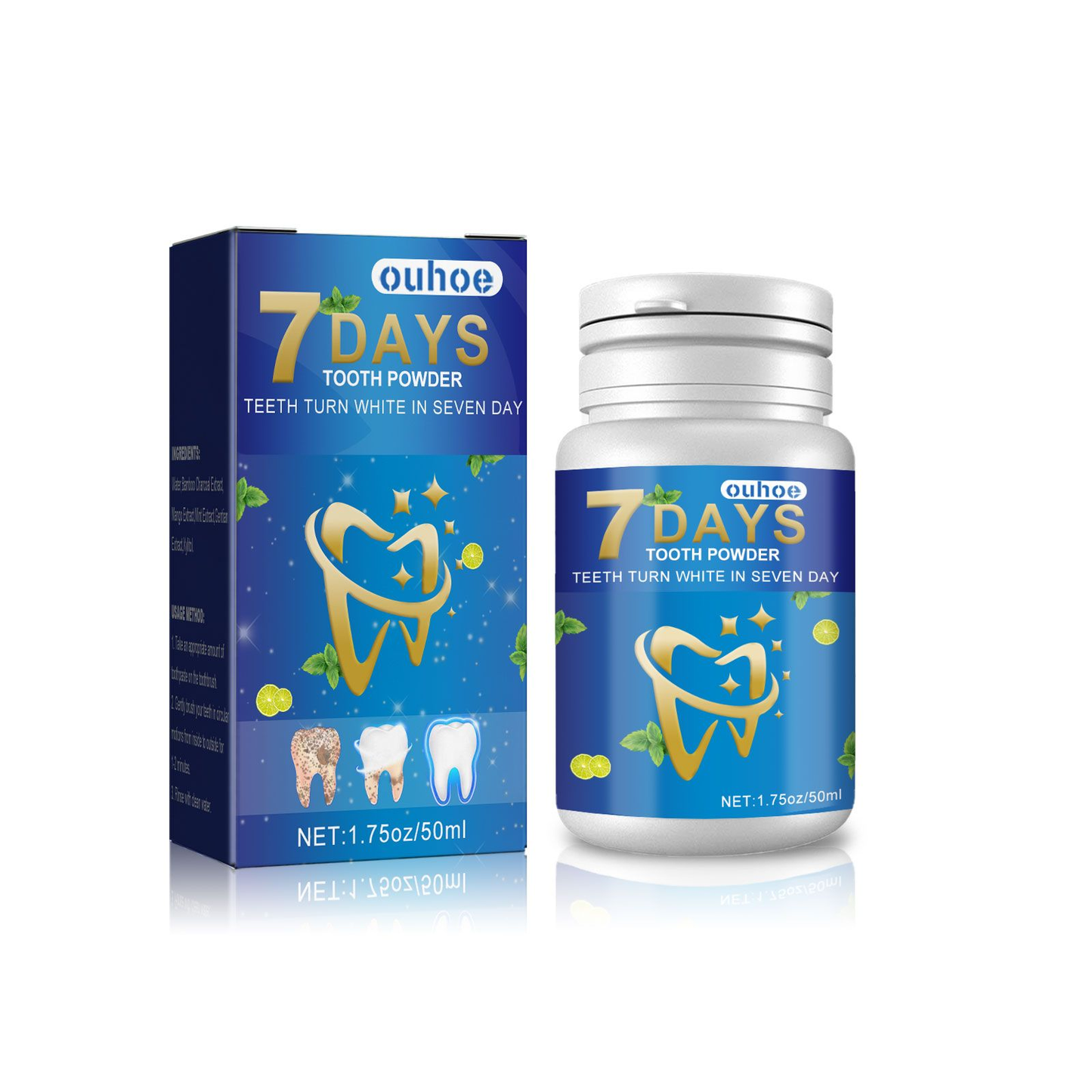 OUHOE Teeth Whitening Cleaning Powder Teeth Whitening Stain Removal Freshening Oral Teeth Cleaning Powder