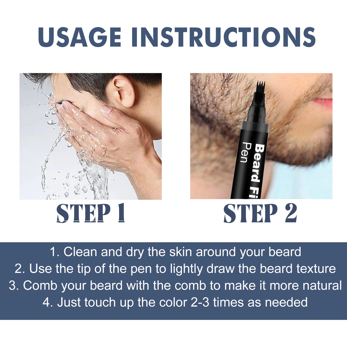 East Moon Beard Filling Pen Detachable Easy-to-Use Filling Pen Easily Create Dense Beard Hairline