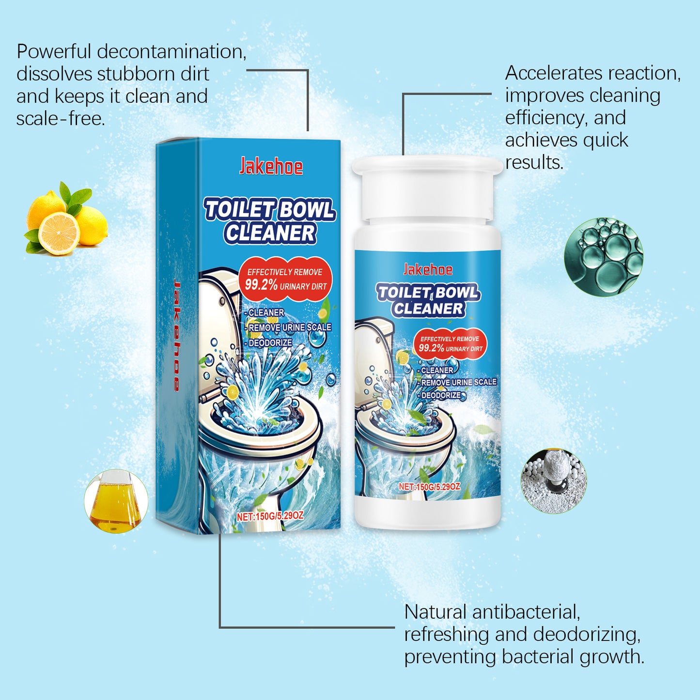 Jakehoe Splashing Foam Toilet Cleaner Toilet Bathroom Stain Removal Deodorizing Foam Cleaner