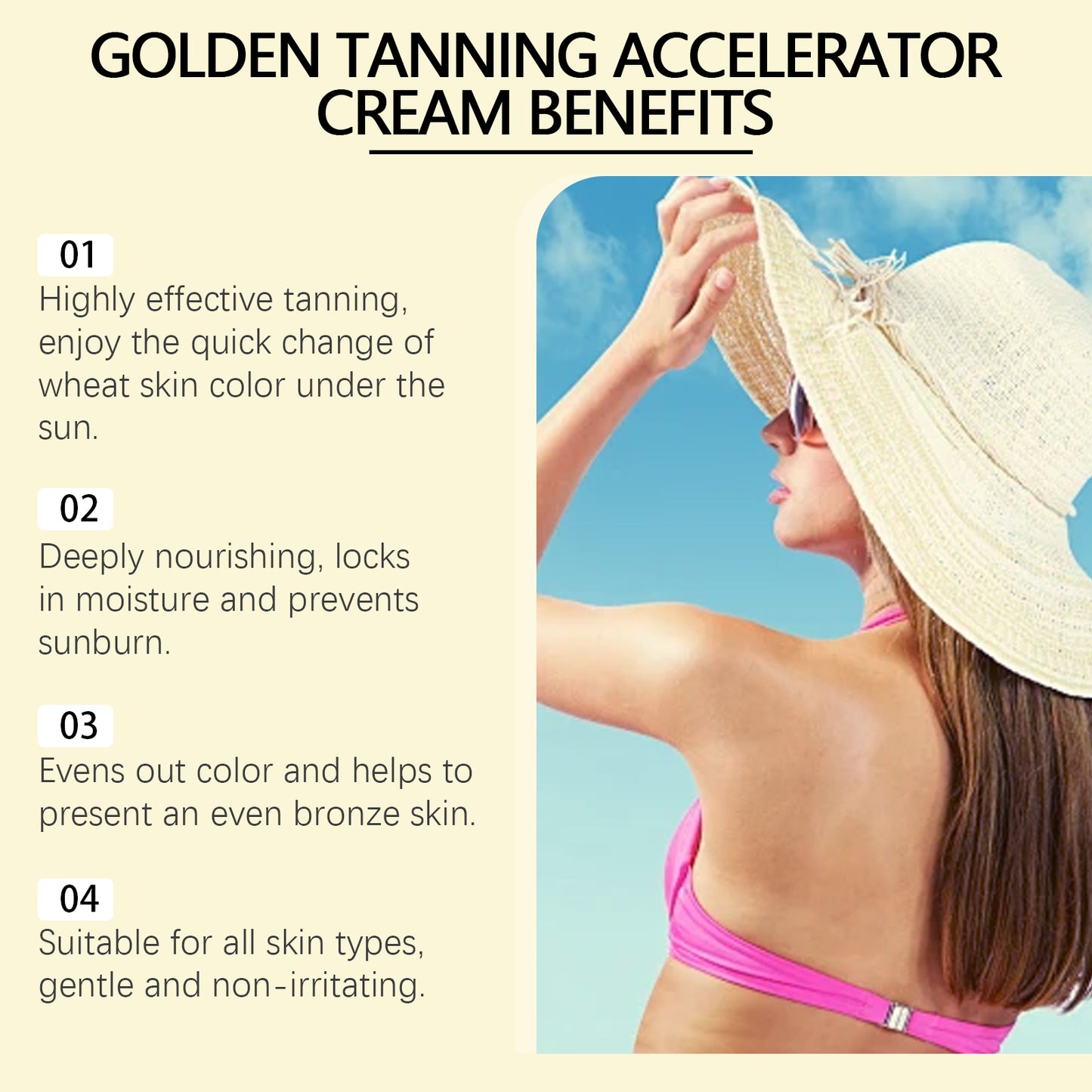 WIYUN Darkening Cream Summer Outdoor Sunbathing Even Skin Tone Create Wheat-colored Bronze Skin Tanning Cream
