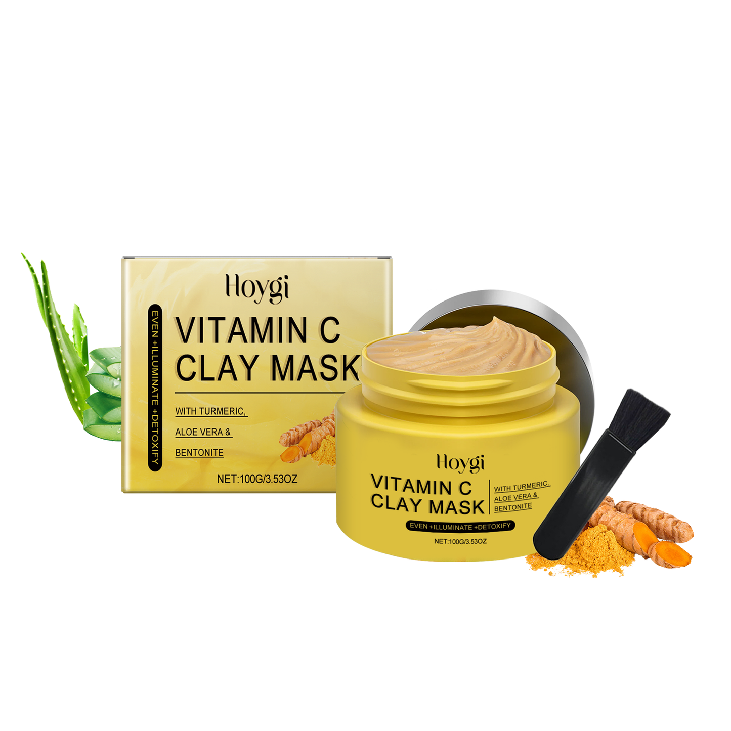 Hoygi Vitamin C Turmeric Mud Mask Gentle improvement of dullness deep cleansing brightening skin tone hydrating mask