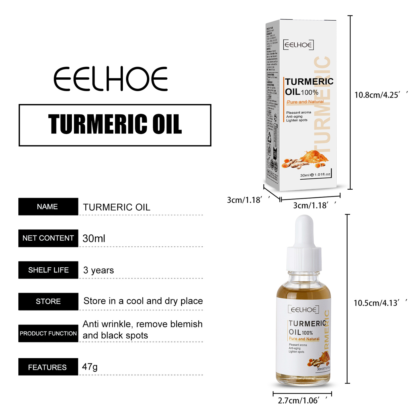 EELHOE Turmeric Correcting Essence Facial Care Hydrating Moisturizing Gentle Nourishing Skin Care Essence