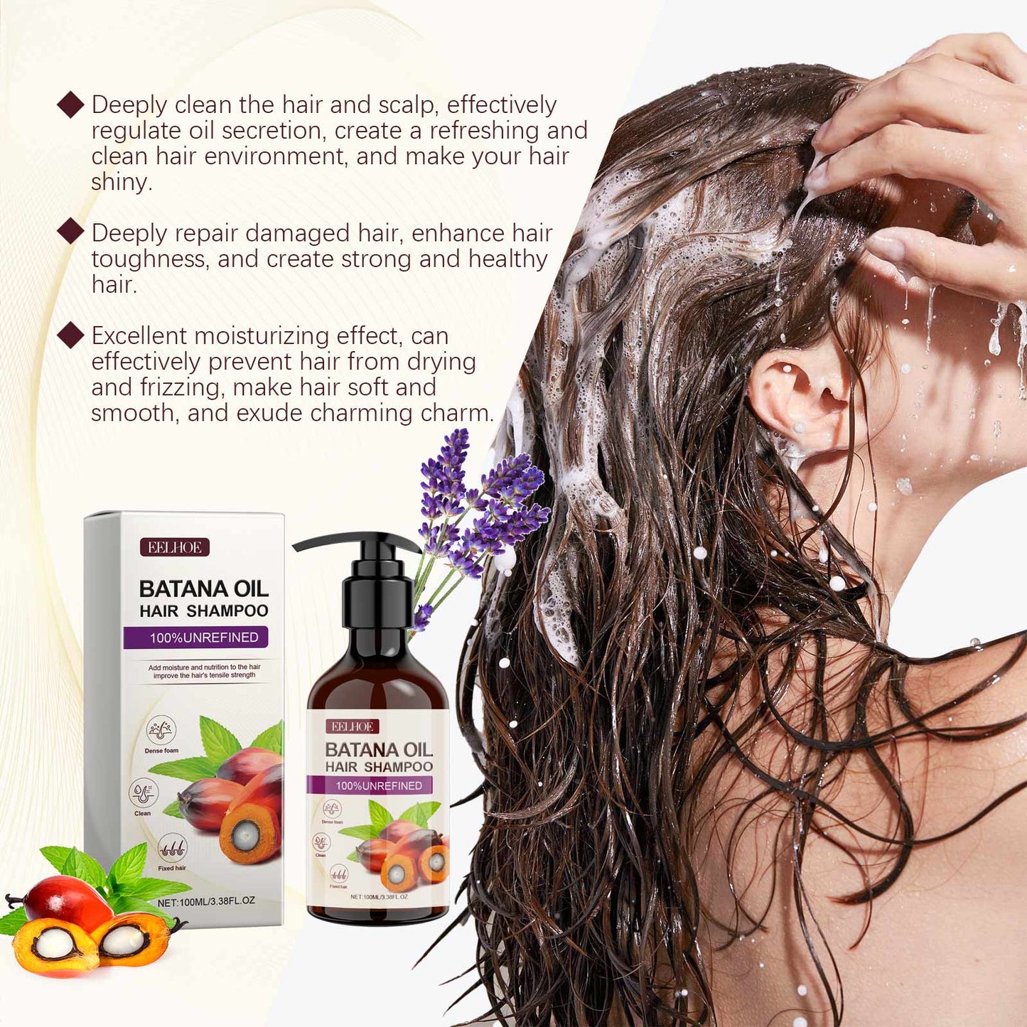 EELHOE Volumising Shampoo Bata Na Smooth and Clean, No Frizz, Oil Control, Increases Fluffy Volume