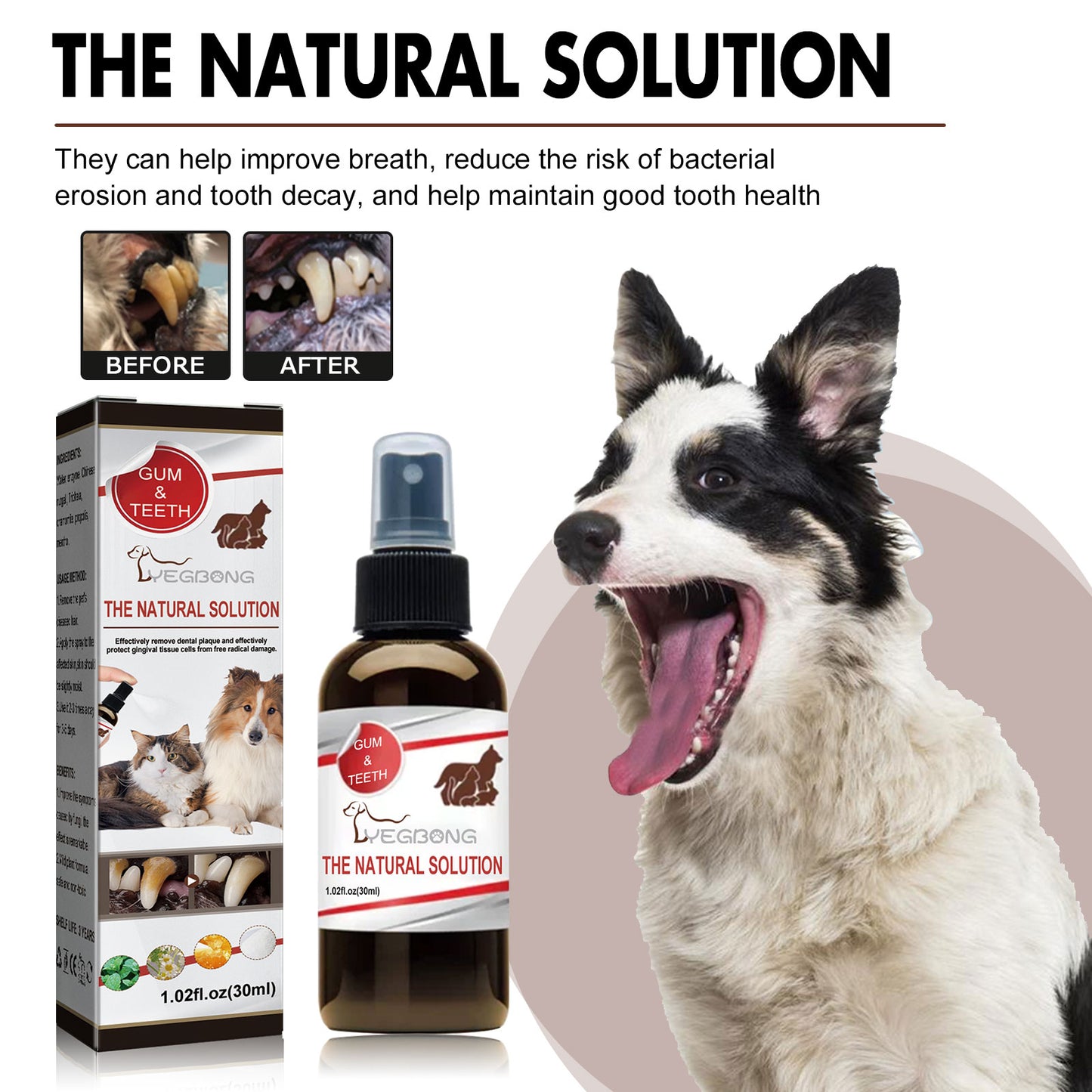 Yegbong Pet Teeth Cleaning Spray Dog and Cat Tartar and Stain Removal Oral Cleaning Spray