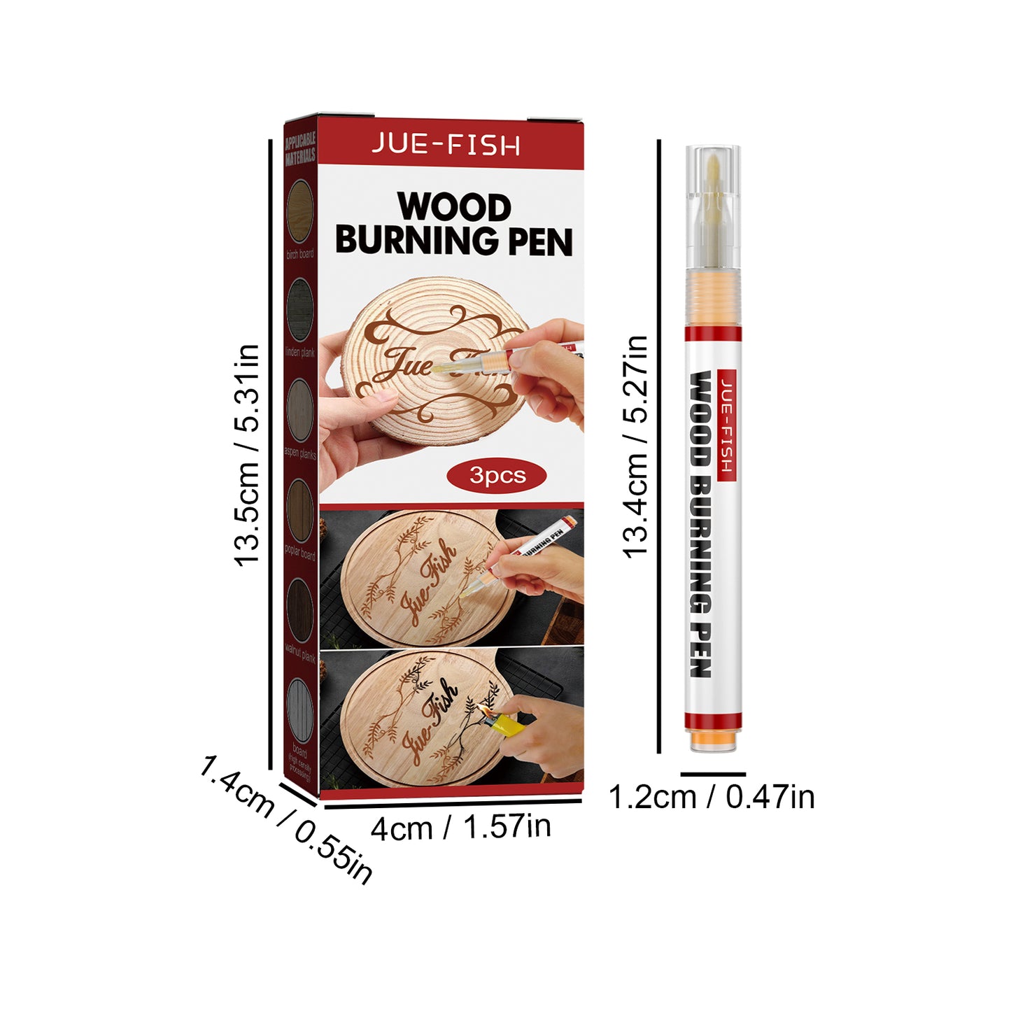 Jue-Fish Wood Burning Pen Set Wooden Markers for Children DIY Pyrography Pen Wood Burning Marker Set