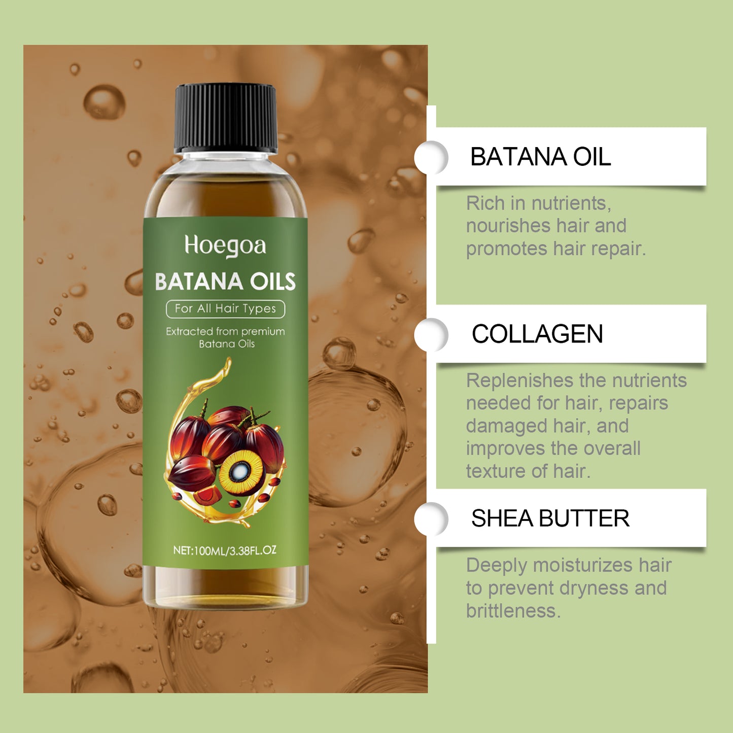 Hoegoa Batana Hair Care Essential Oil Nourishing, Moisturizing, Dry Repair, Hydrating Hair Care, Smooth Essential Oil