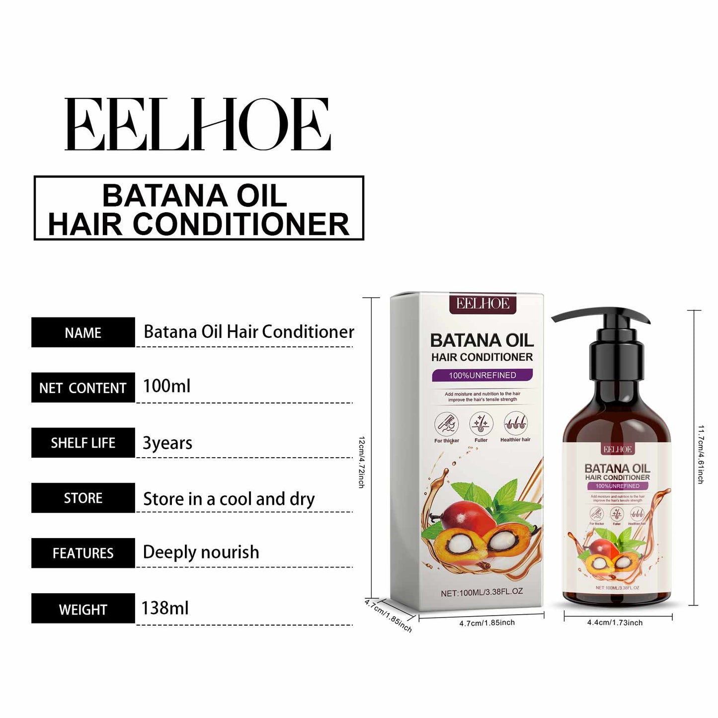 EELHOE Batahna Oil Strengthening and Volumizing Conditioner Repair frizzy hair texture, nourish hair, smooth hair care