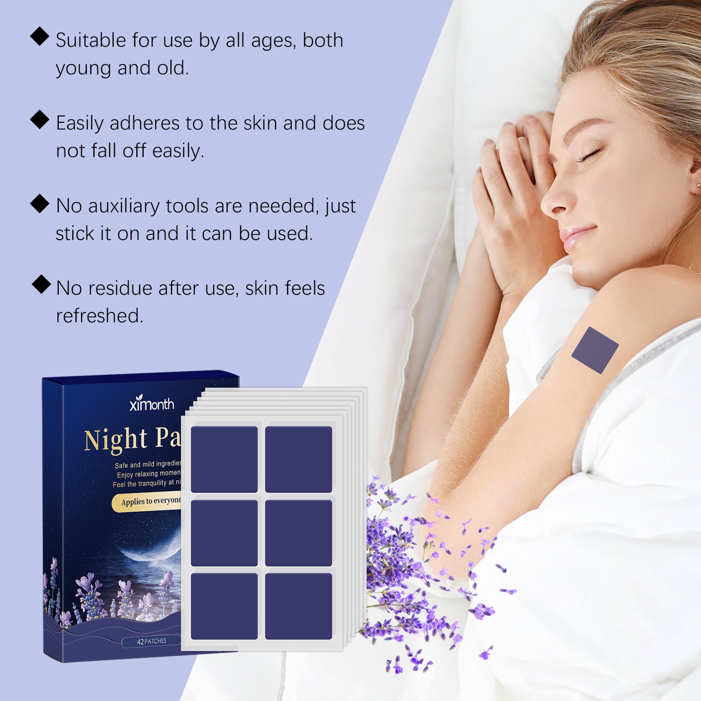 Ximonth Lavender Sleep Patch Night Care Sleeping Atmosphere Soft Fragrance Sleep Body Care Patch