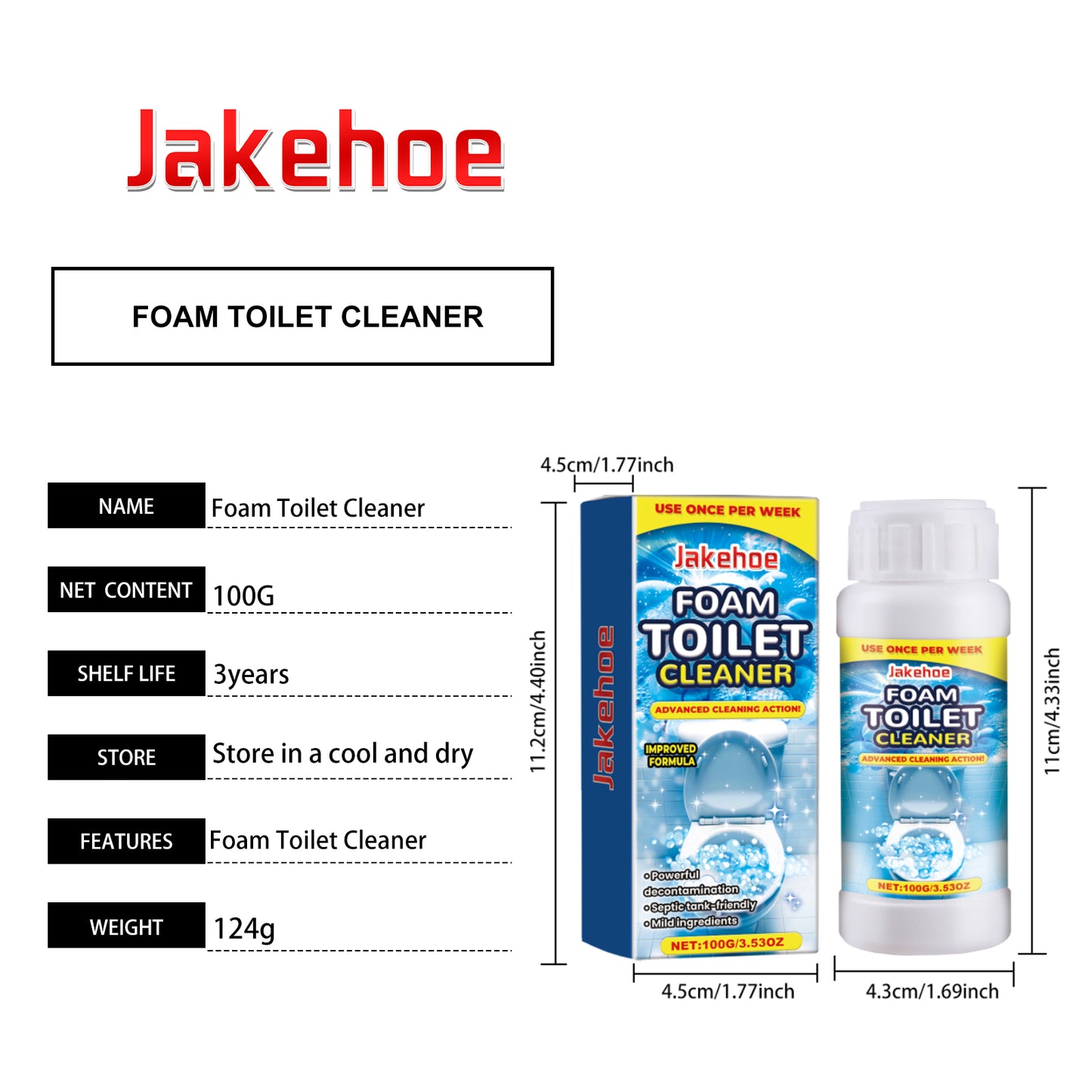 JAKEHOE Foam Toilet Cleaner Toilet Cleaning Stain Urine Stain Descaling Deodorizing Toilet Cleaner