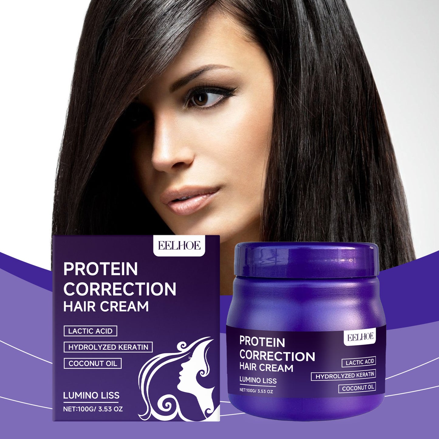 EELHOE Protein Hair Straightening Cream Moisturizing, nourishing, anti-frizz, smooth hair care, hair quality repair, no straightening needed