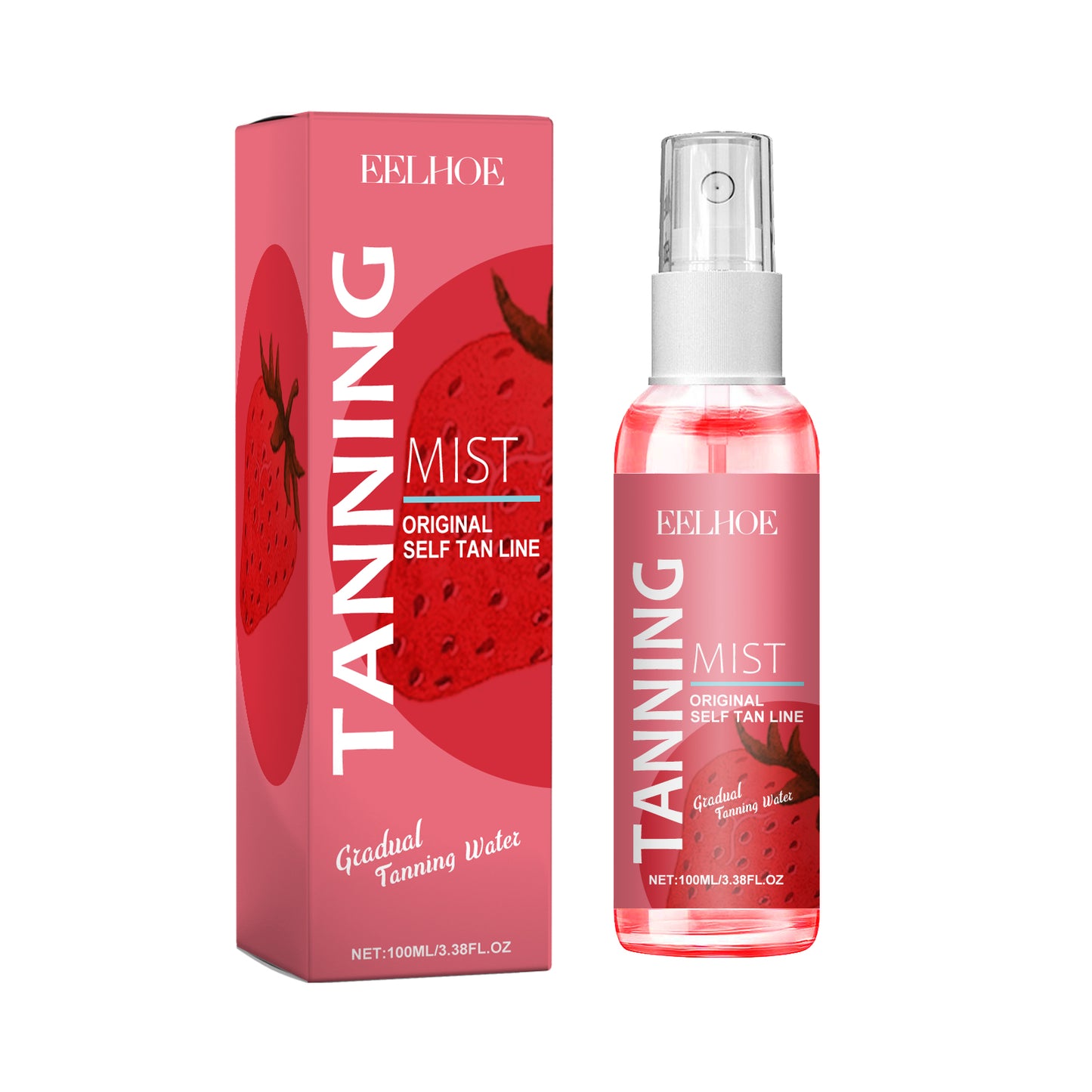 EELHOE Strawberry Tanning Aid Spray Sunless Long-lasting Self-Tanning Bronze Wheat Skin Gentle Moisturizing Skincare