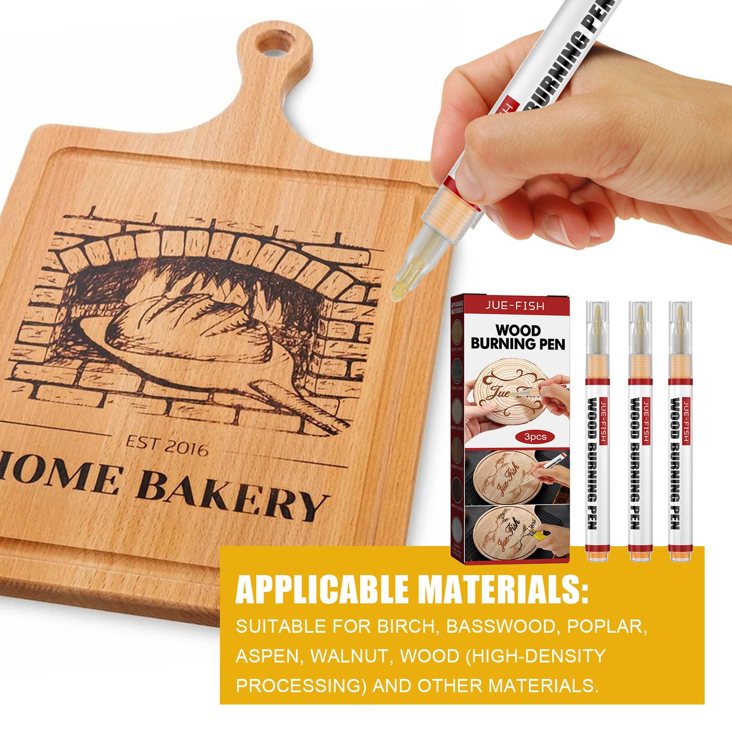 Jue-Fish Wood Burning Pen Set Wooden Markers for Children DIY Pyrography Pen Wood Burning Marker Set