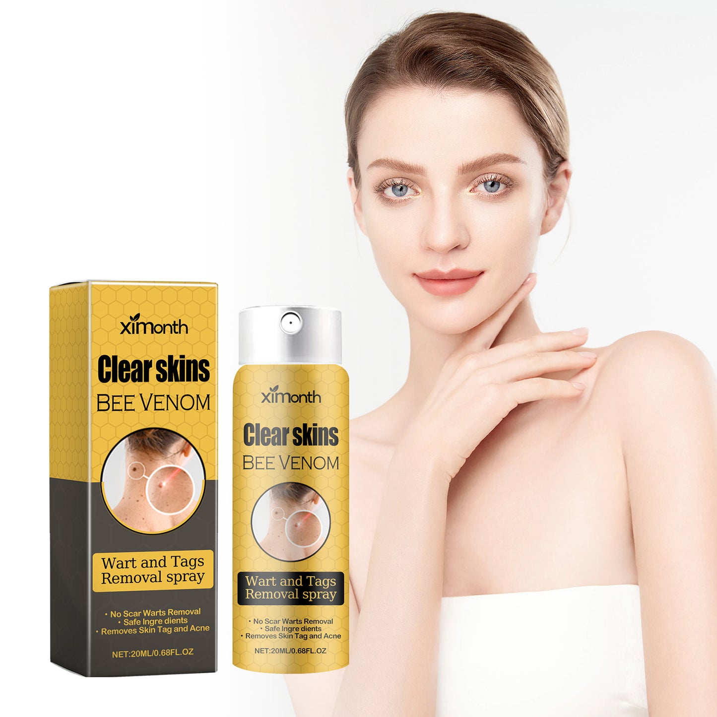 Ximonth Bee Venom Wart Care Spray Clean and fade body moles, smooth skin, and repair spray