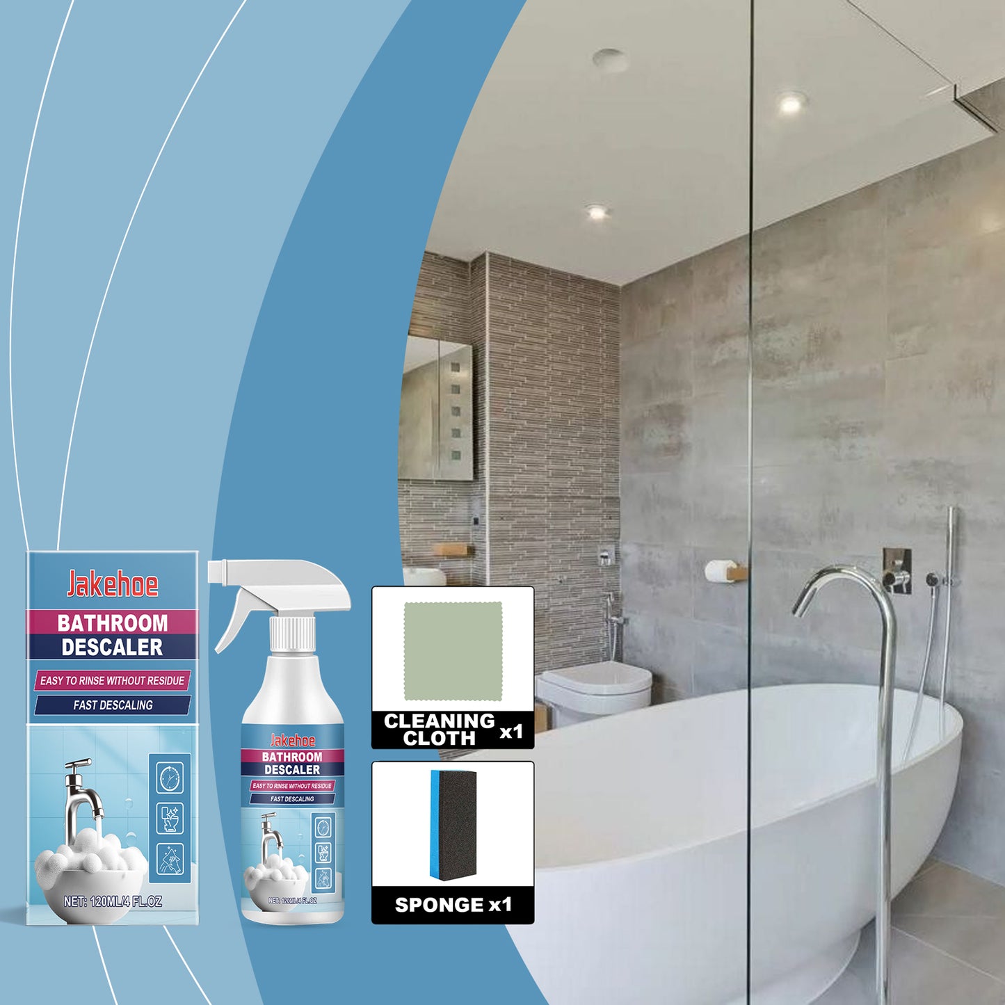 Jakehoe Bathroom Dirt Cleaner Bathroom Toilet Faucet Stain Removal Cleaning Multi-Functional Cleaner