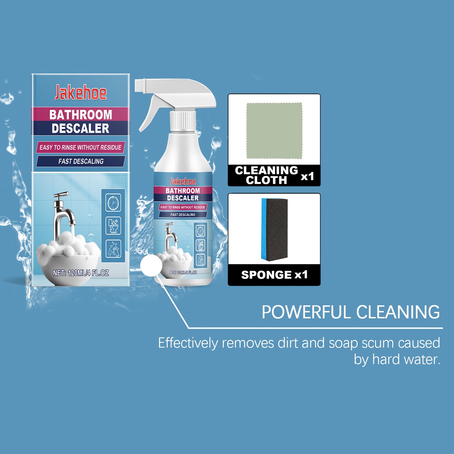 Jakehoe Bathroom Dirt Cleaner Bathroom Toilet Faucet Stain Removal Cleaning Multi-Functional Cleaner