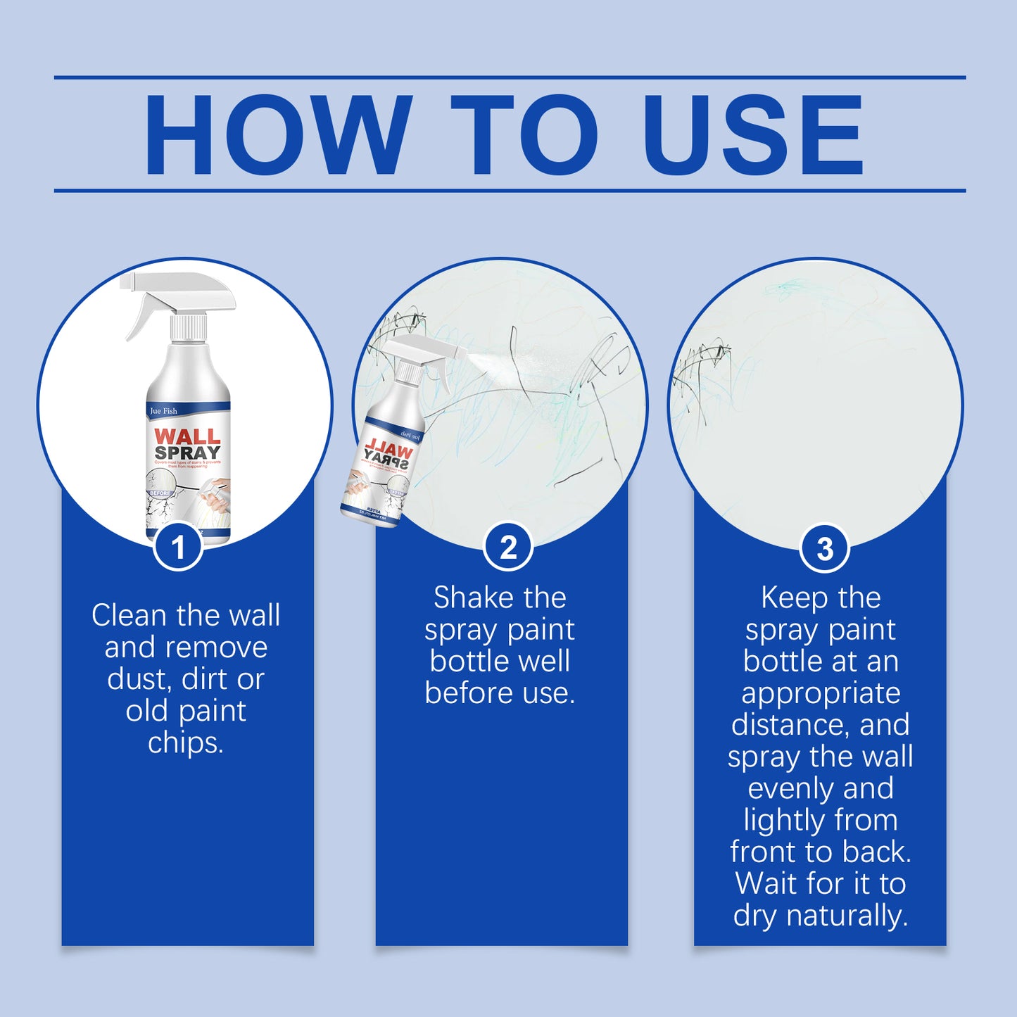 Jue-Fish Direct Spray Paint for Walls Repair Household Covering Stains Wall Peeling Indoor Renovation Direct Spray Paint