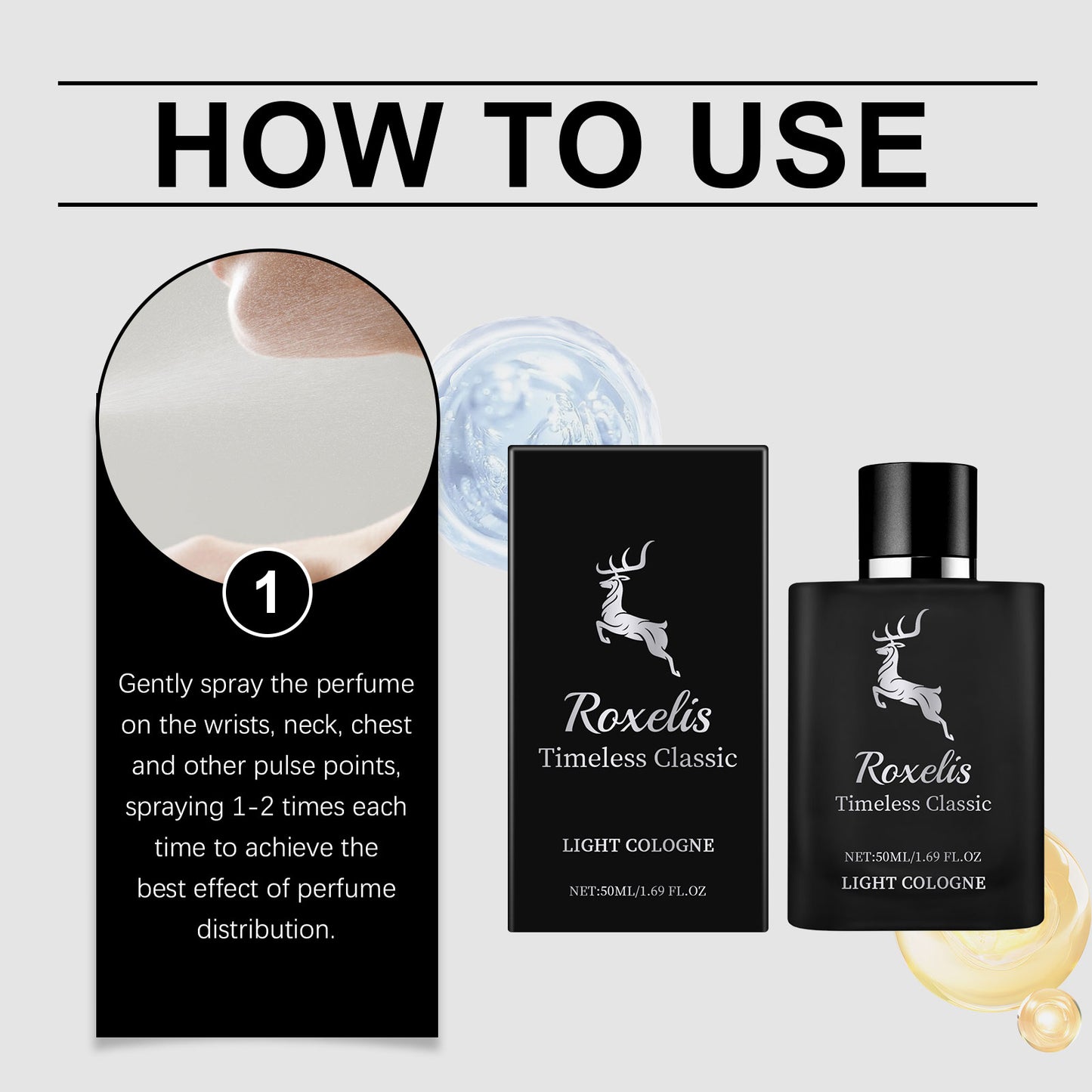 Roxelis Charm Perfume Classic cologne with a natural fresh scent that exudes elegance and long-lasting fragrance, perfect for casual dates